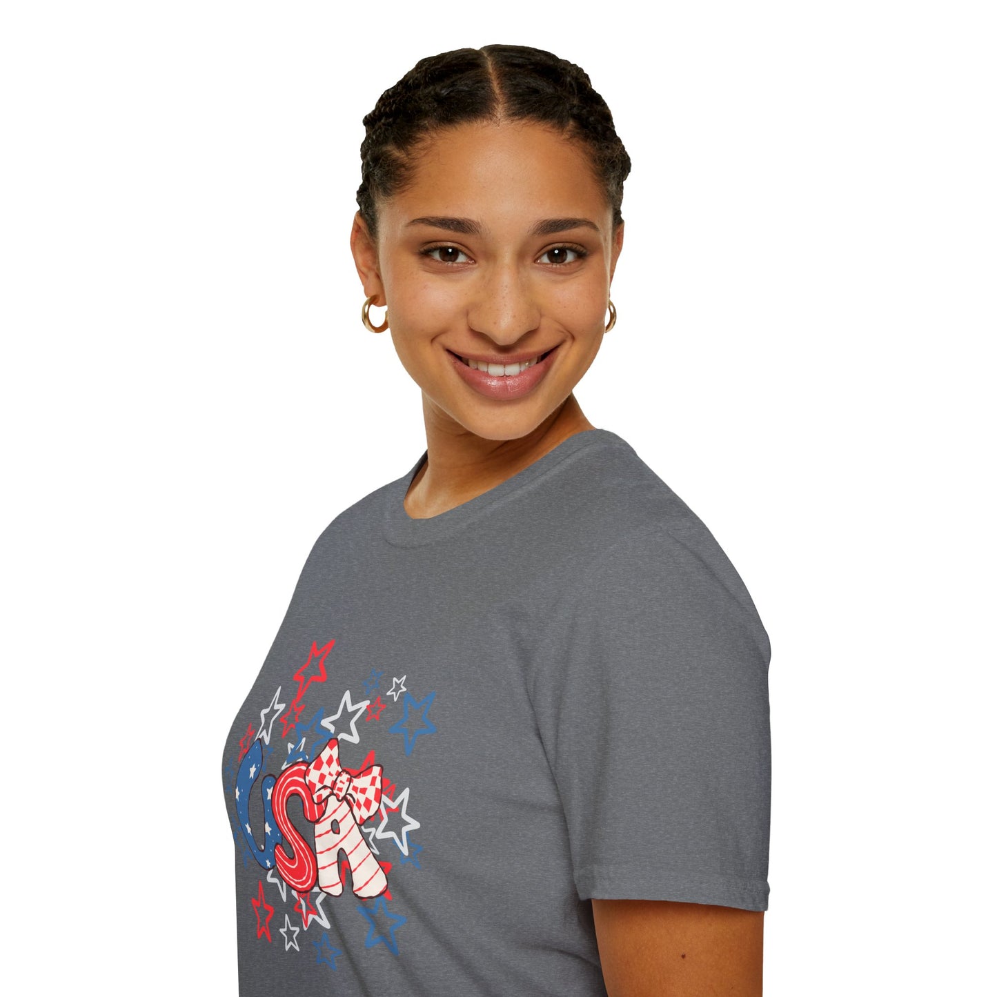 Patriotic Unisex T-Shirt for Independence Day, July 4th Celebration, Star-Patterned Tee, USA Graphic Top, Casual American Apparel