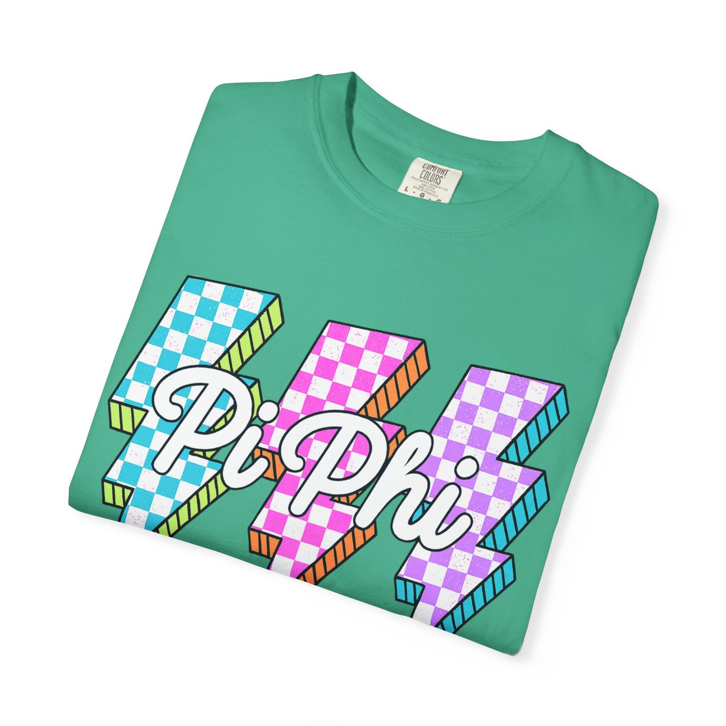 PB Phi Lightning Bolt Unisex T-shirt | Vibrant Greek Life Apparel, Unique Gift for Sorority Sisters, Casual Wear, Celebrating Sisterhood