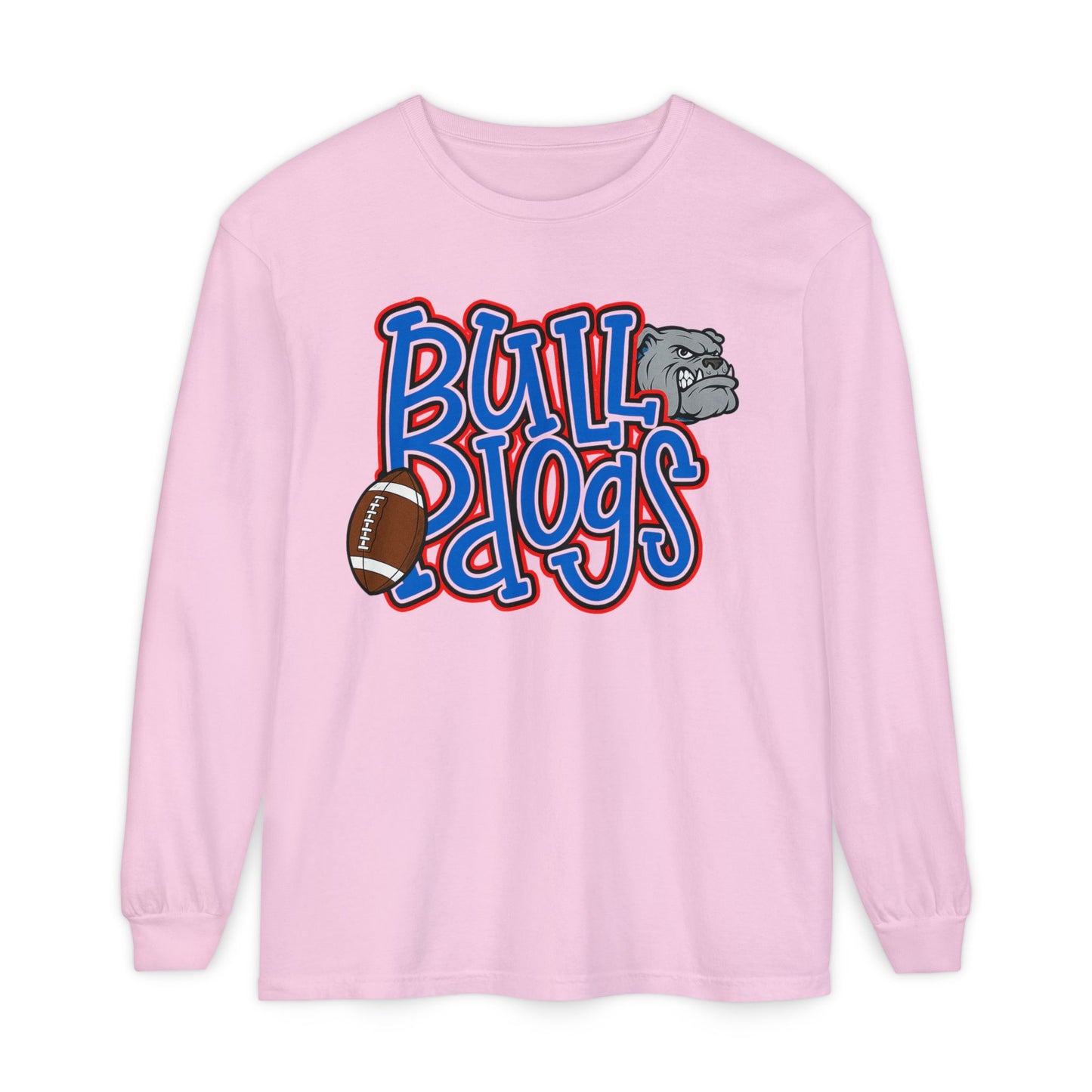 Bull Dogs Long Sleeve T-Shirt - Unisex Garment-Dyed Tee for Sports Fans
