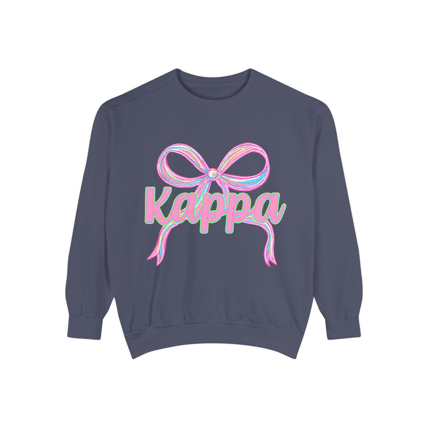 Kappa Bow Sweatshirt, Unisex Garment-Dyed Sweatshirt, Cozy Fashion, Fall Wardrobe, College Spirit, Gift Idea, Trendy Apparel