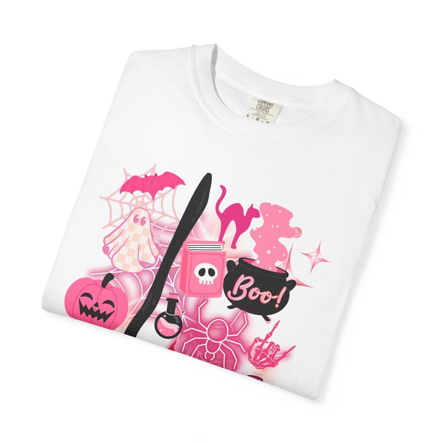 Pink Halloween-Themed Unisex T-shirt, Spooky Shirt, Ghostly Apparel, Boo T-shirt, Fall Fashion, Halloween Costume Top
