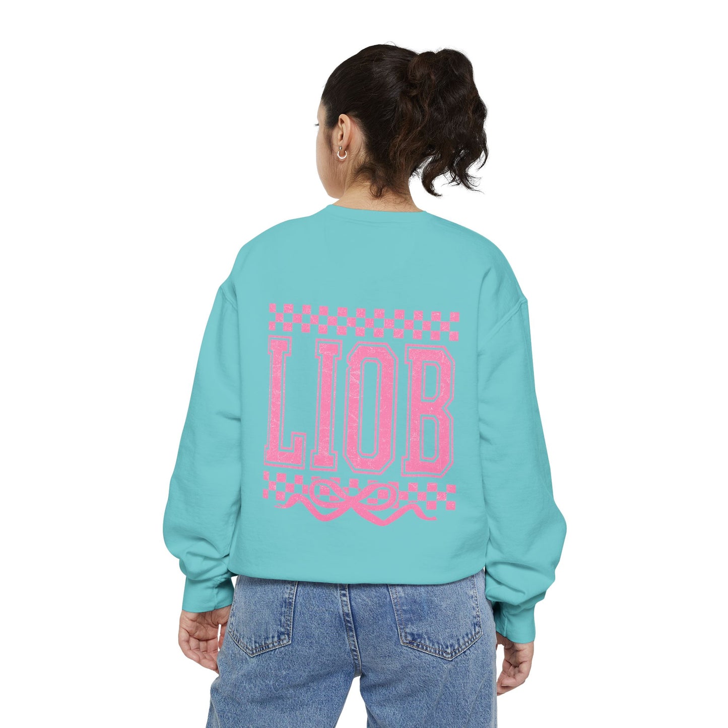Cozy Garment-Dyed Sweatshirt with 'LIOB' Design | Casual Wear, Gift for Friends, Birthday, Celebrations, Loungewear