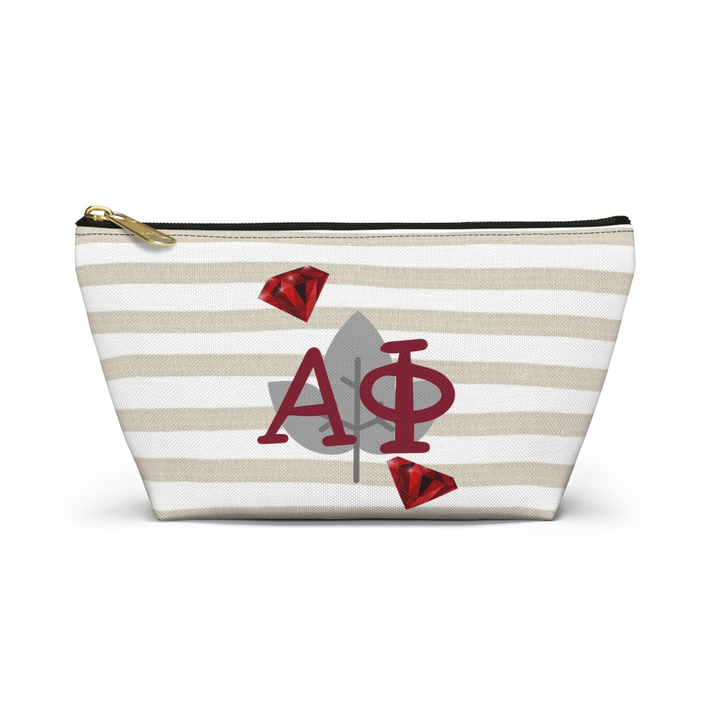 Alpha Phi Chic T-Bottom Accessory Pouch for Sorority Sisters | Makeup Bag, Travel Organizer, Gift for Graduates, Fun Storage