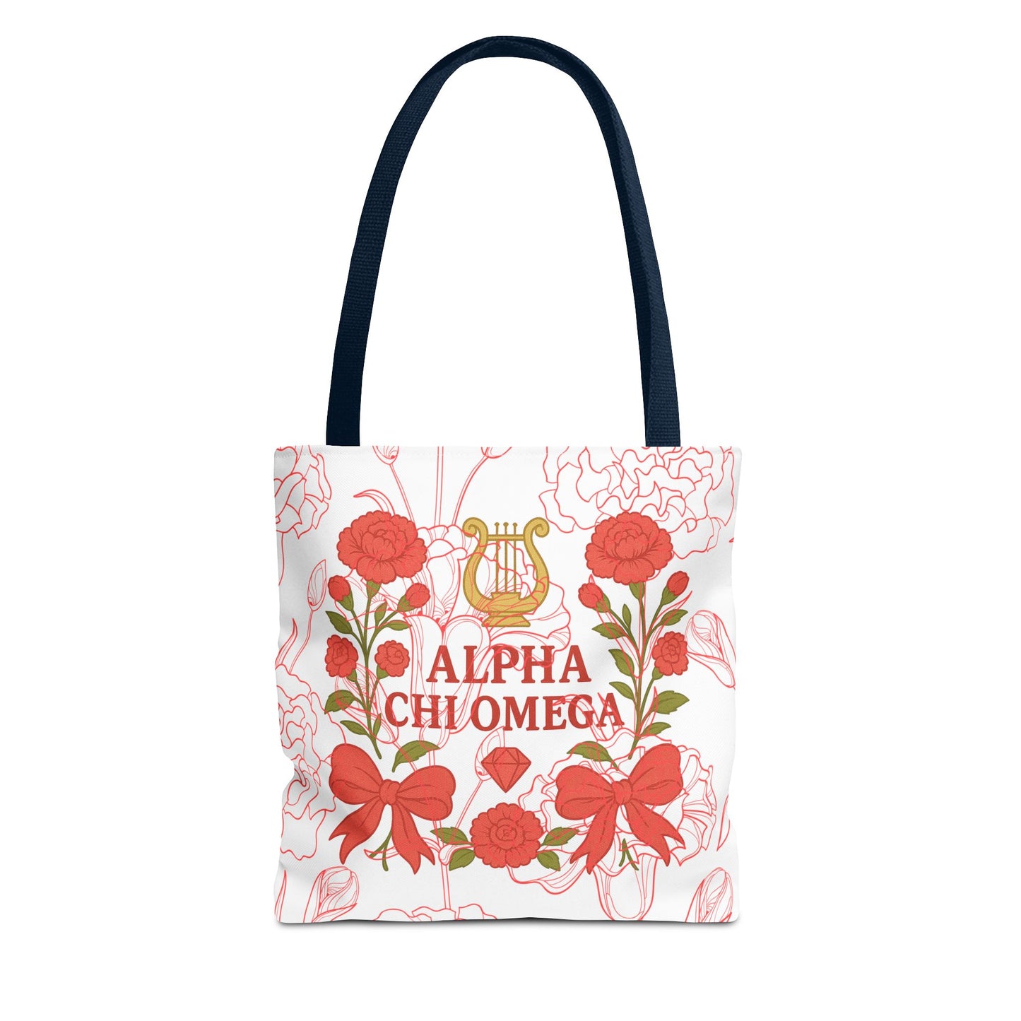 Floral Sorority Alpha Chi Omega Tote Bag, College Essentials, Gift for Sorority Sisters, Eco-Friendly Shopping Tote, Alpha Chi Omega Apparel