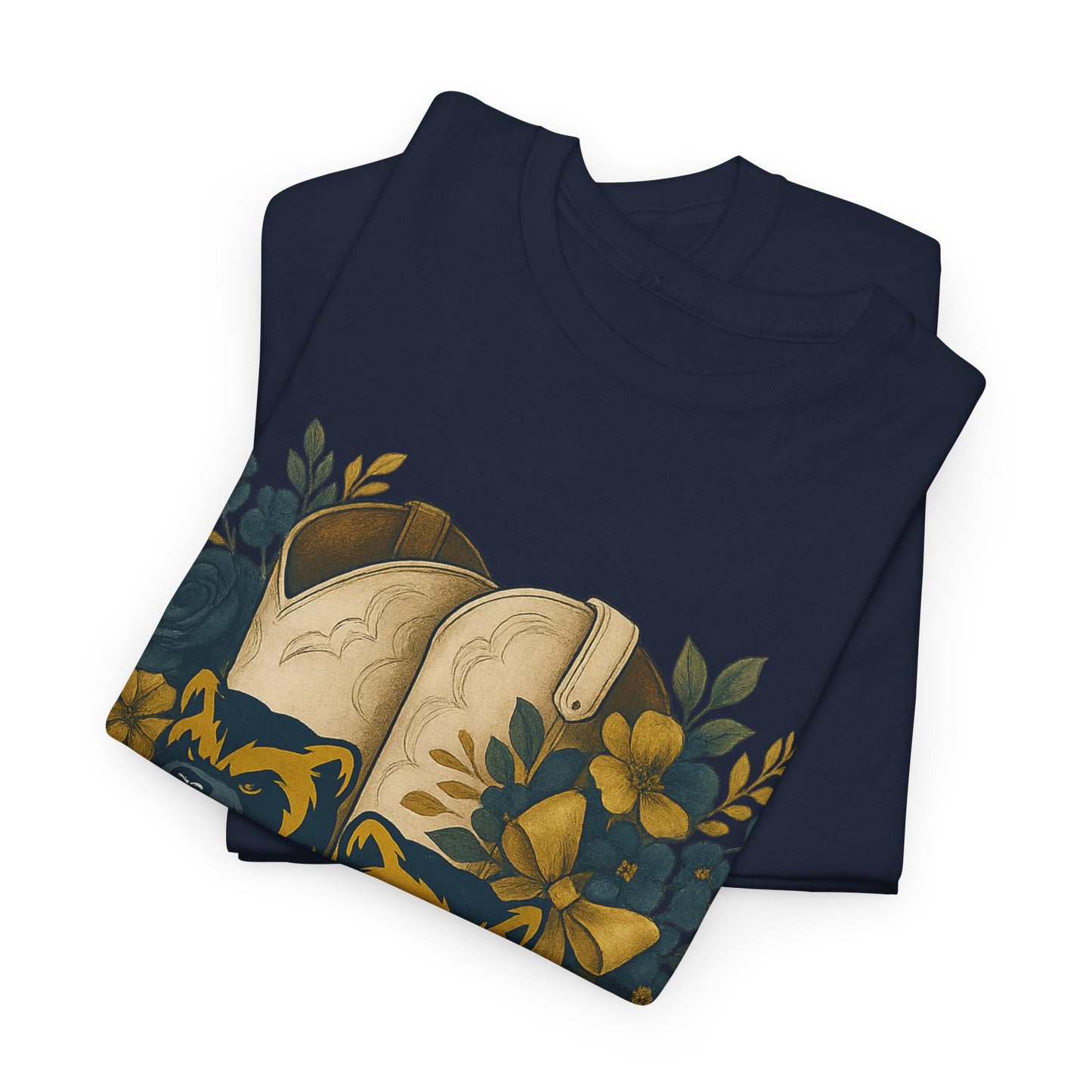 Graphic Tee - Michigan Wolverines Maize and Blue Country Chic Floral Cowboy Boots Vintage Style Shirt