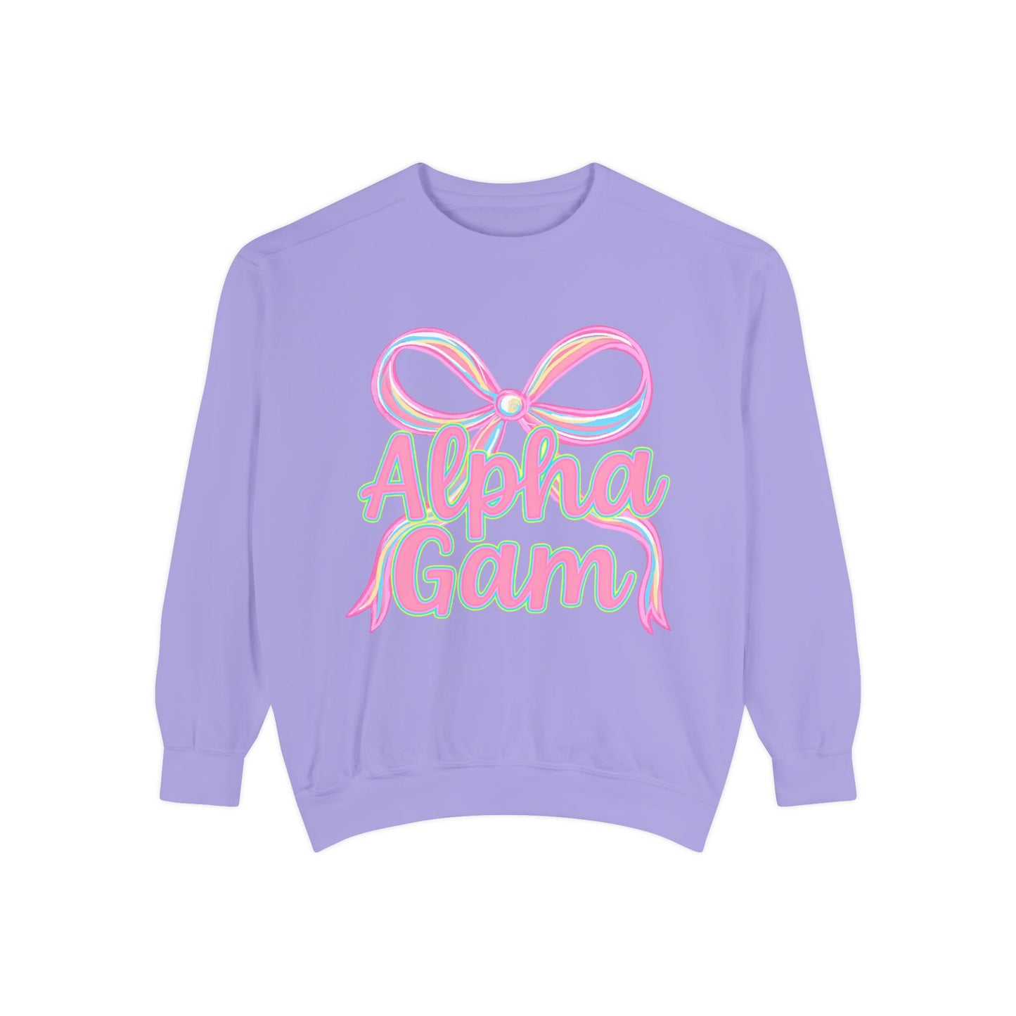 AlphaGam Unisex Garment-Dyed Sweatshirt, Sorority Sweatshirt, Cozy Gift, Casual Outfit, College Apparel, Sorority Merchandise