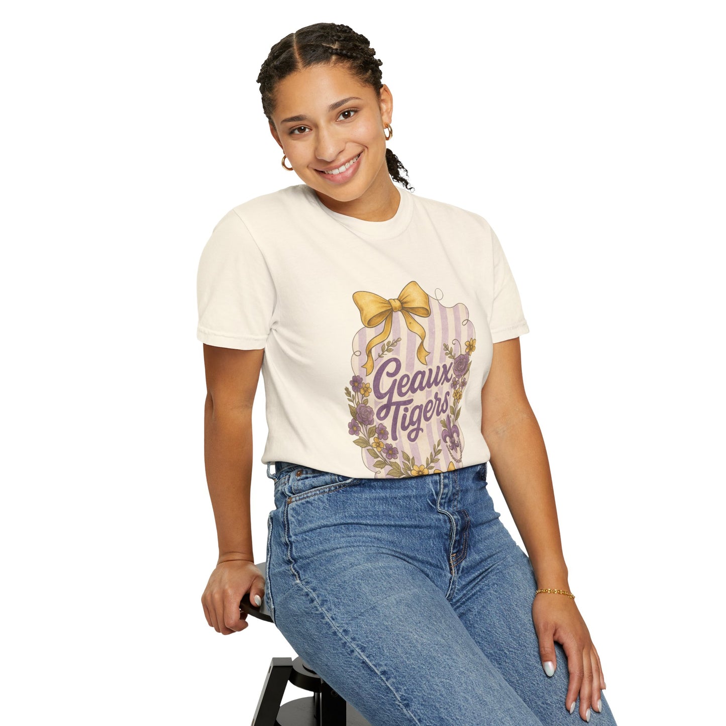 Geaux Tigers Floral T-Shirt, Unisex Casual Tee, Game Day Apparel, Spring Outfit, LSU Fan Gear