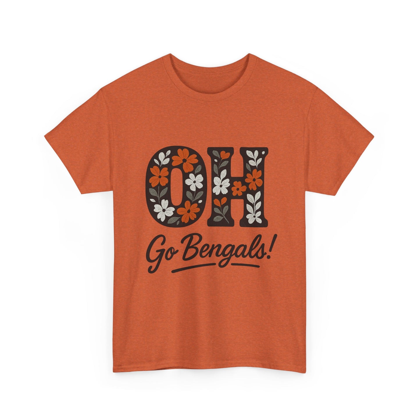 Bengals Floral Tee - Unisex Heavy Cotton