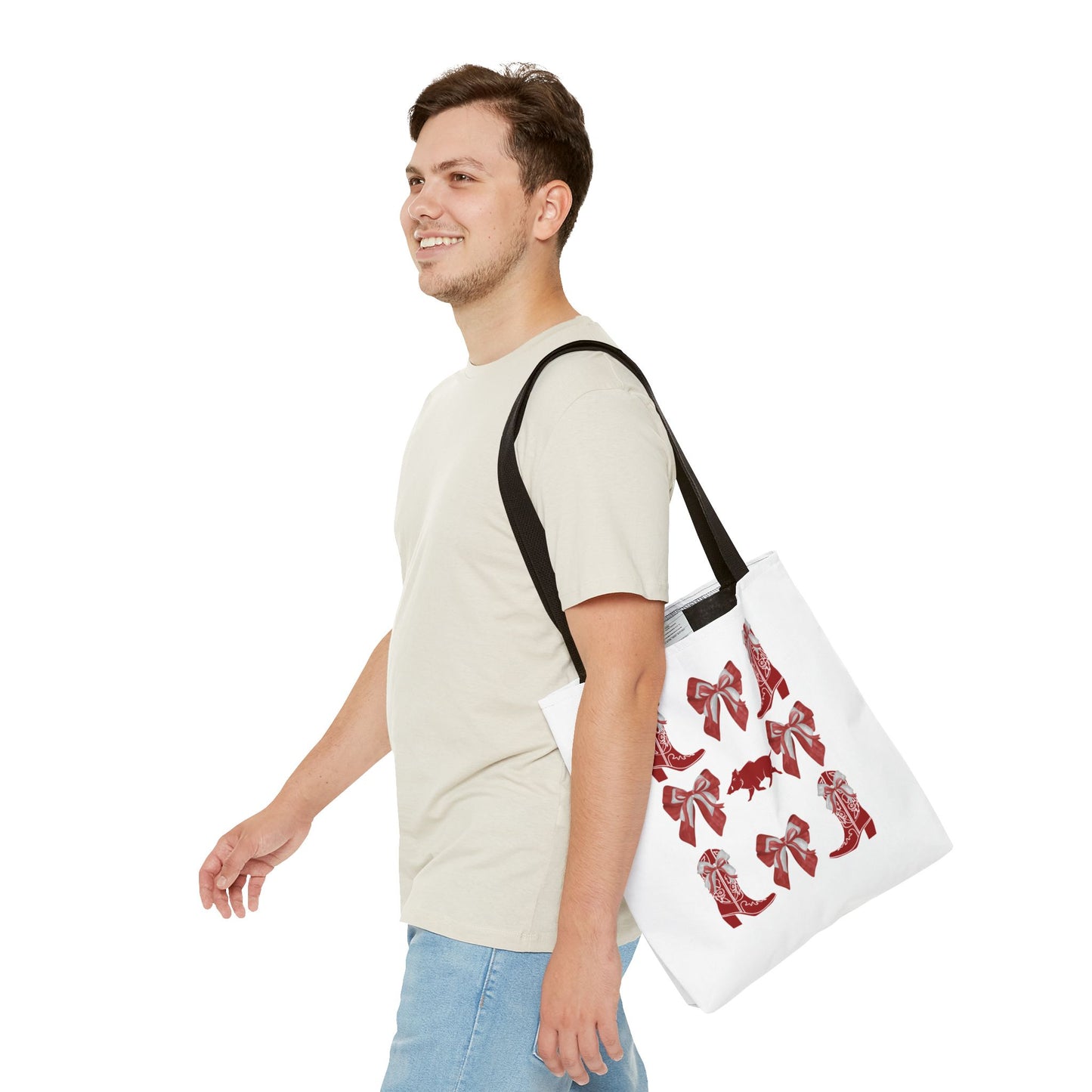 Arkansas Coquette Bow Chic Tote Bag - Stylish Carryall for Cowgirls, Woo Pig Gifts, AR Razorback Fan Gift, Arkansas Game Day Tote, Graduation Gift, Arkansas Alumni