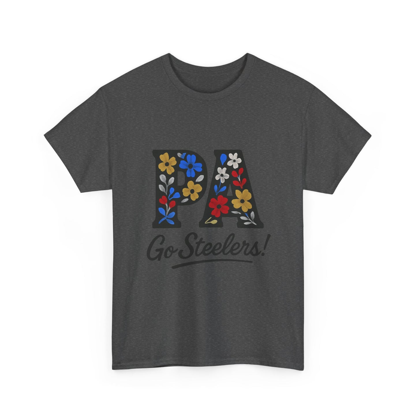 Sports Fan Tee - Floral PA Go Steelers Unisex Heavy Cotton Tee