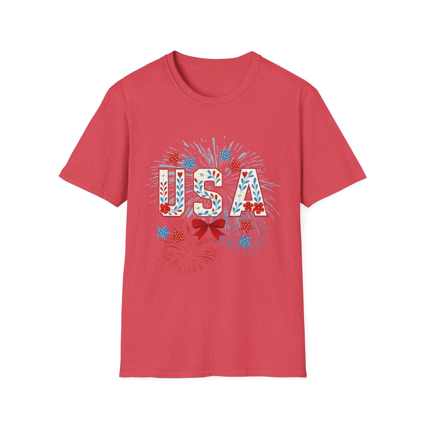 Patriotic USA Fireworks T-Shirt, 4th of July Tee, Unisex Graphic Shirt, Independence Day Apparel, Stars and Stripes Clothing