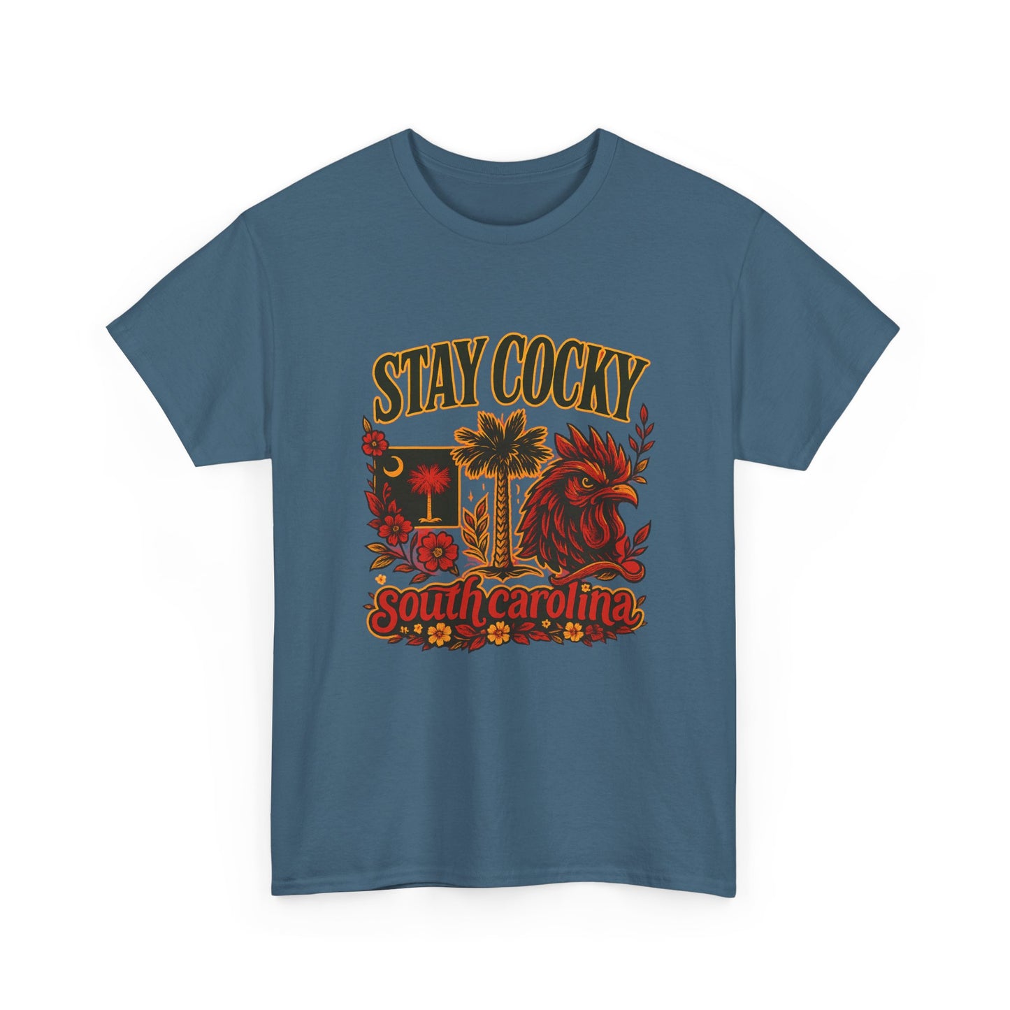 Stay Cocky Unisex Heavy Cotton Tee, Casual Graphic Tee, South Carolina Pride Shirt, Fun Vacation Wear, Perfect Gift for Gamecocks Fans