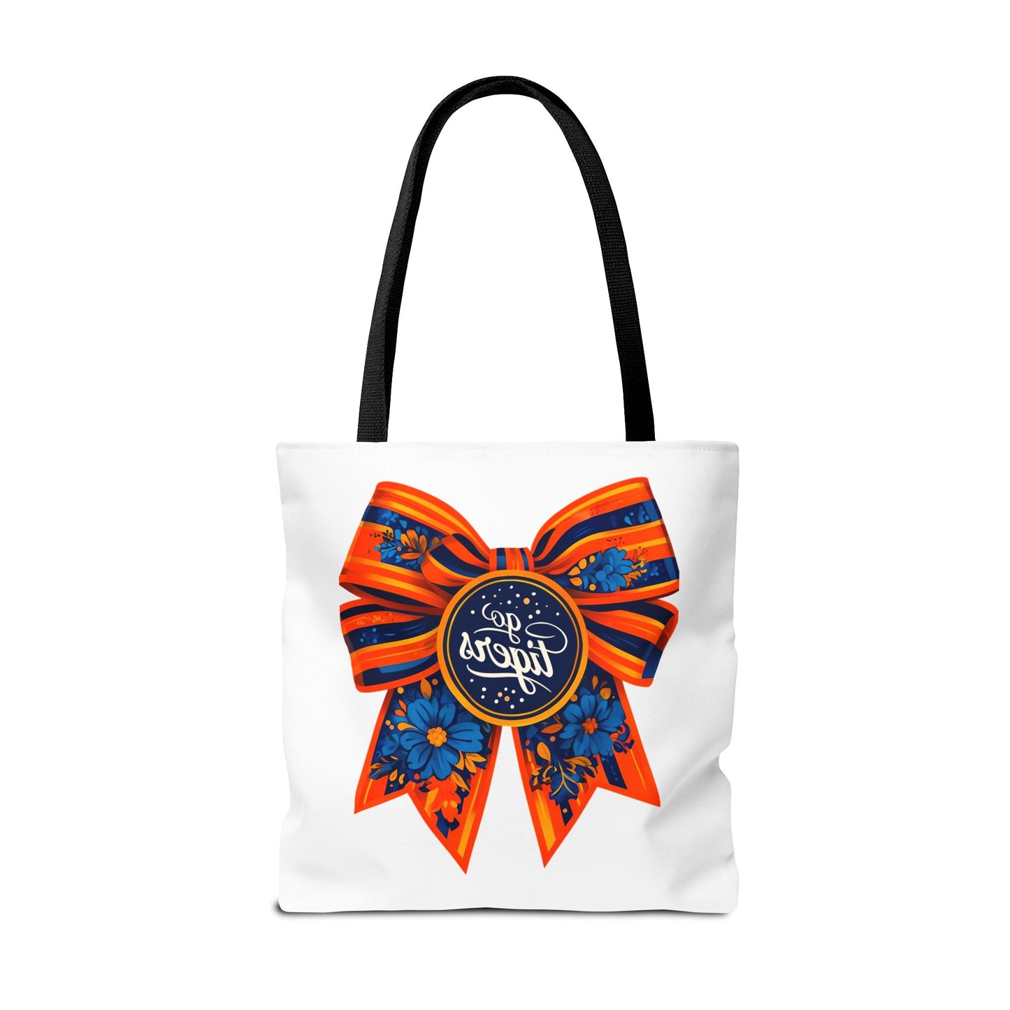 Cheerful Floral Tote Bag - Go Tigers, Sports Fan Gift, Custom Tote, Floral Design, Game Day Bag, Personalized Shopping Bag
