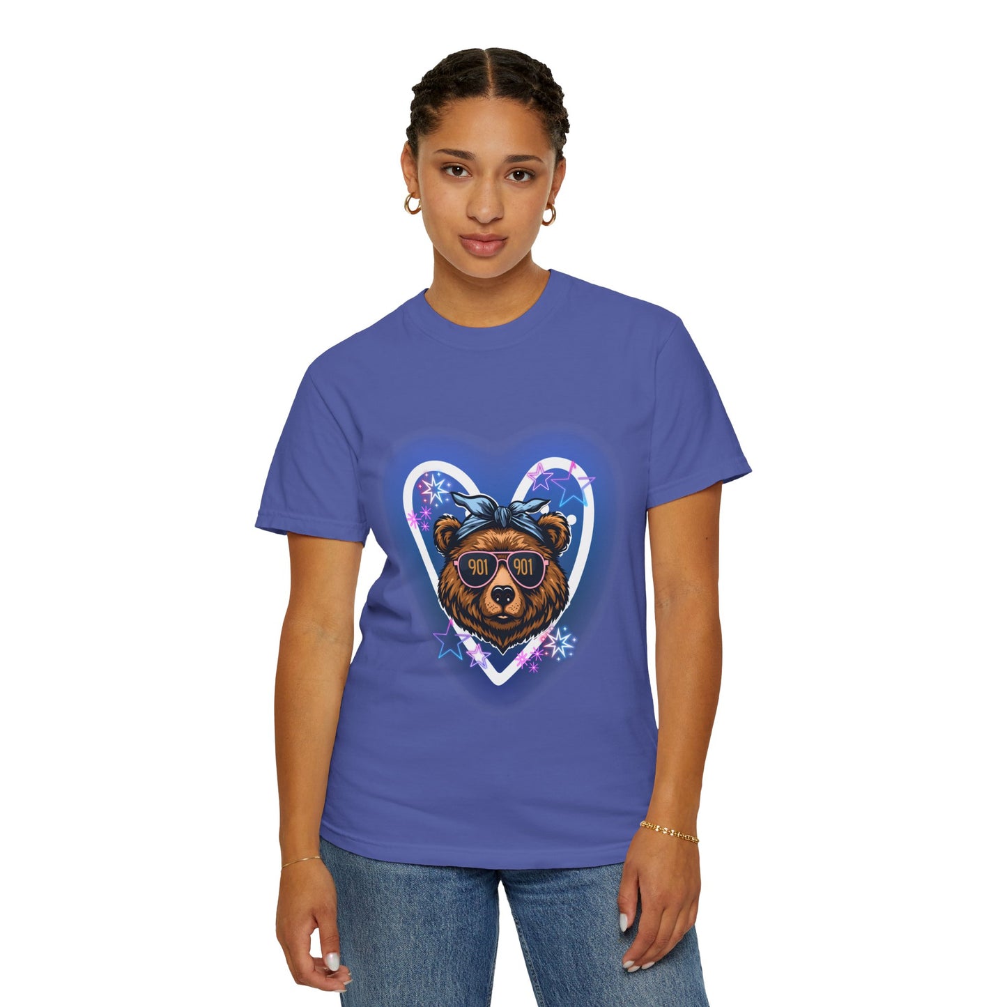 Neon Memphis Bear Graphic T-Shirt, Unisex Fashion Tee, Trendy Apparel, Memphis Grizz, 901 Memphis, Retro Design, Comfort Colors, Memphis Basketball Fan