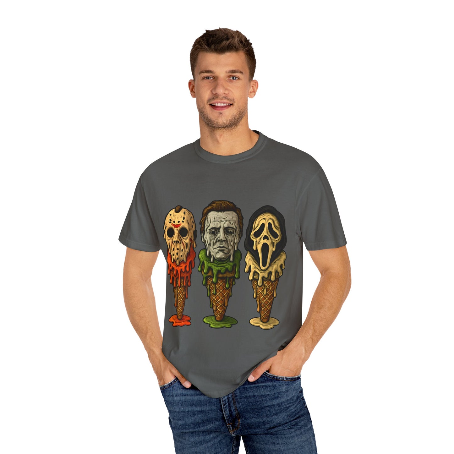 Halloween Horror Movie T-Shirt with Iconic Characters, Unisex Casual Tee for Gifting, Summer Fun, Halloween Costume, Movie Lovers
