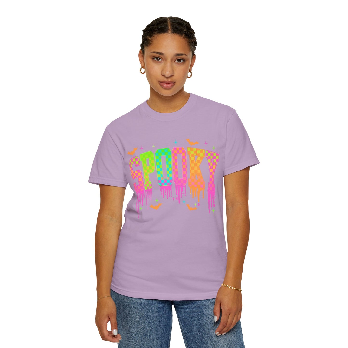 Colorful Neon Checkered Spooky T-Shirt