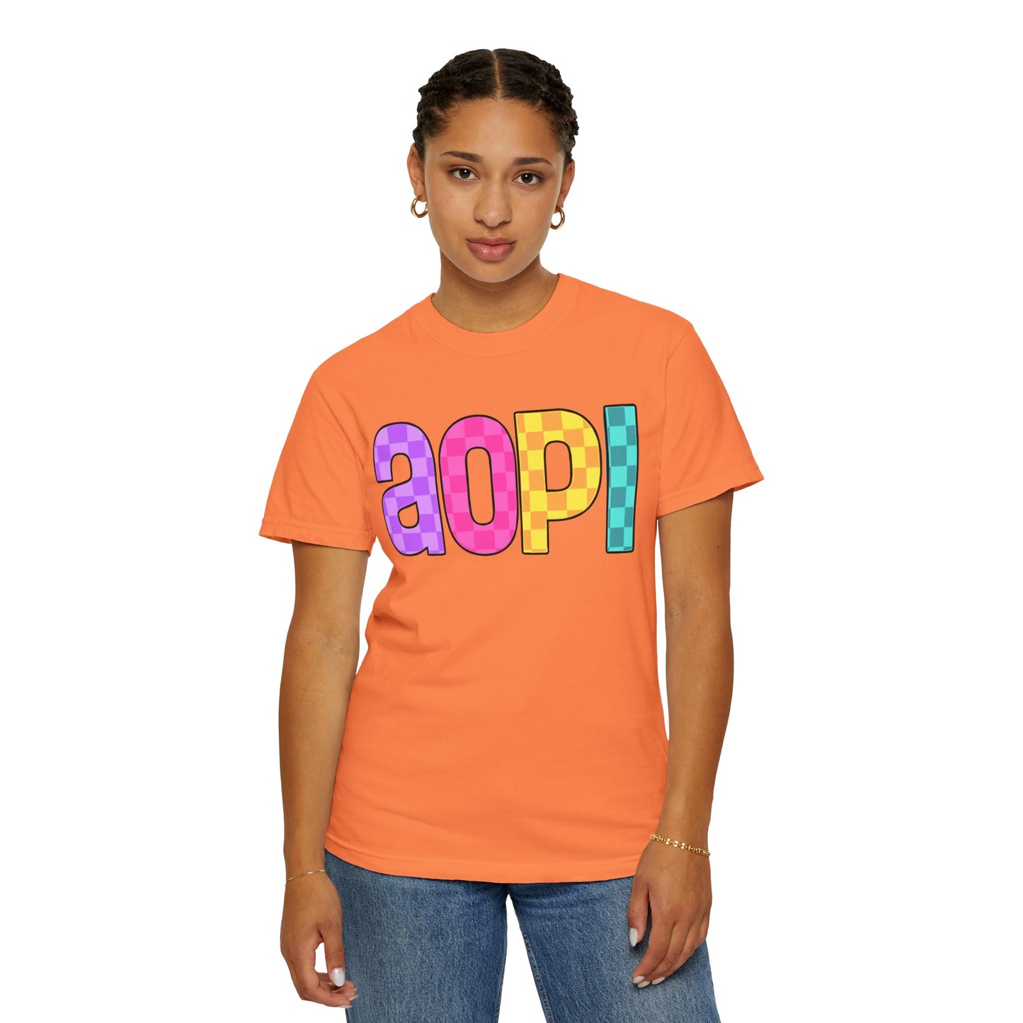 Colorful Graphic Tee - Trendy Unisex Garment-Dyed T-shirt for Casual Summer Wear and AOPI Spirit Gift