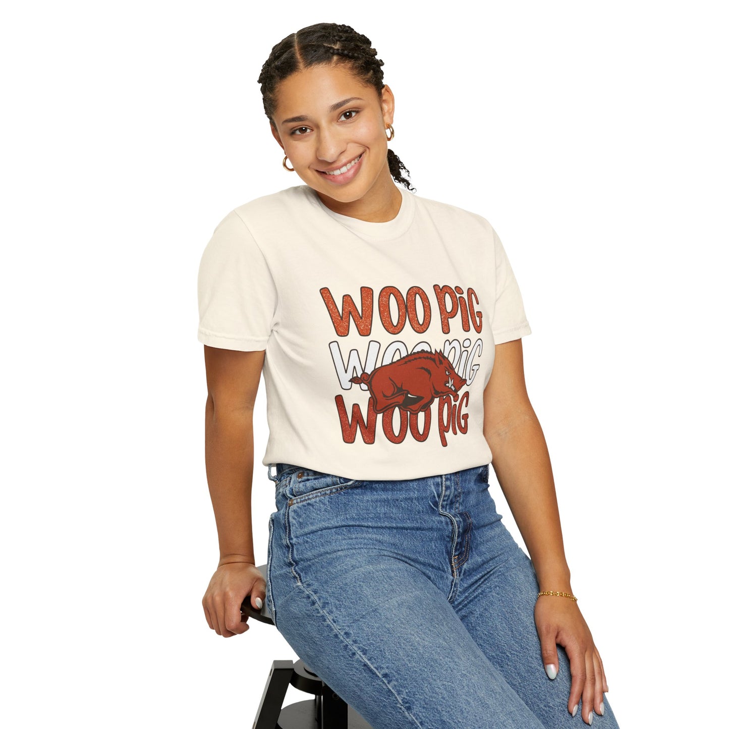 Woo Pig Garment-Dyed T-Shirt, Unisex Tee, Arkansas Pride Shirt, Casual Everyday Wear, College Game Day Tee, Fun Graphic Tee