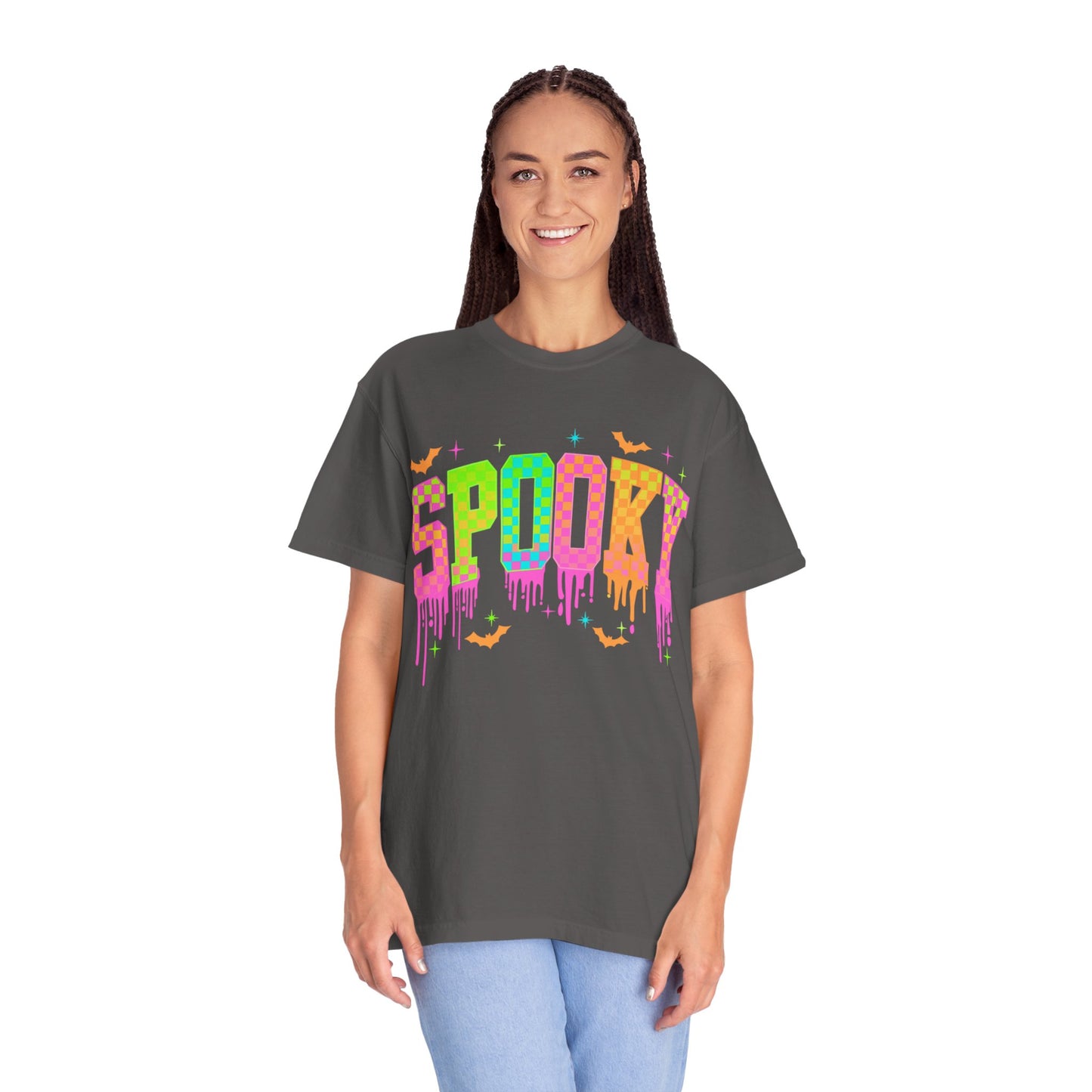 Colorful Neon Checkered Spooky T-Shirt
