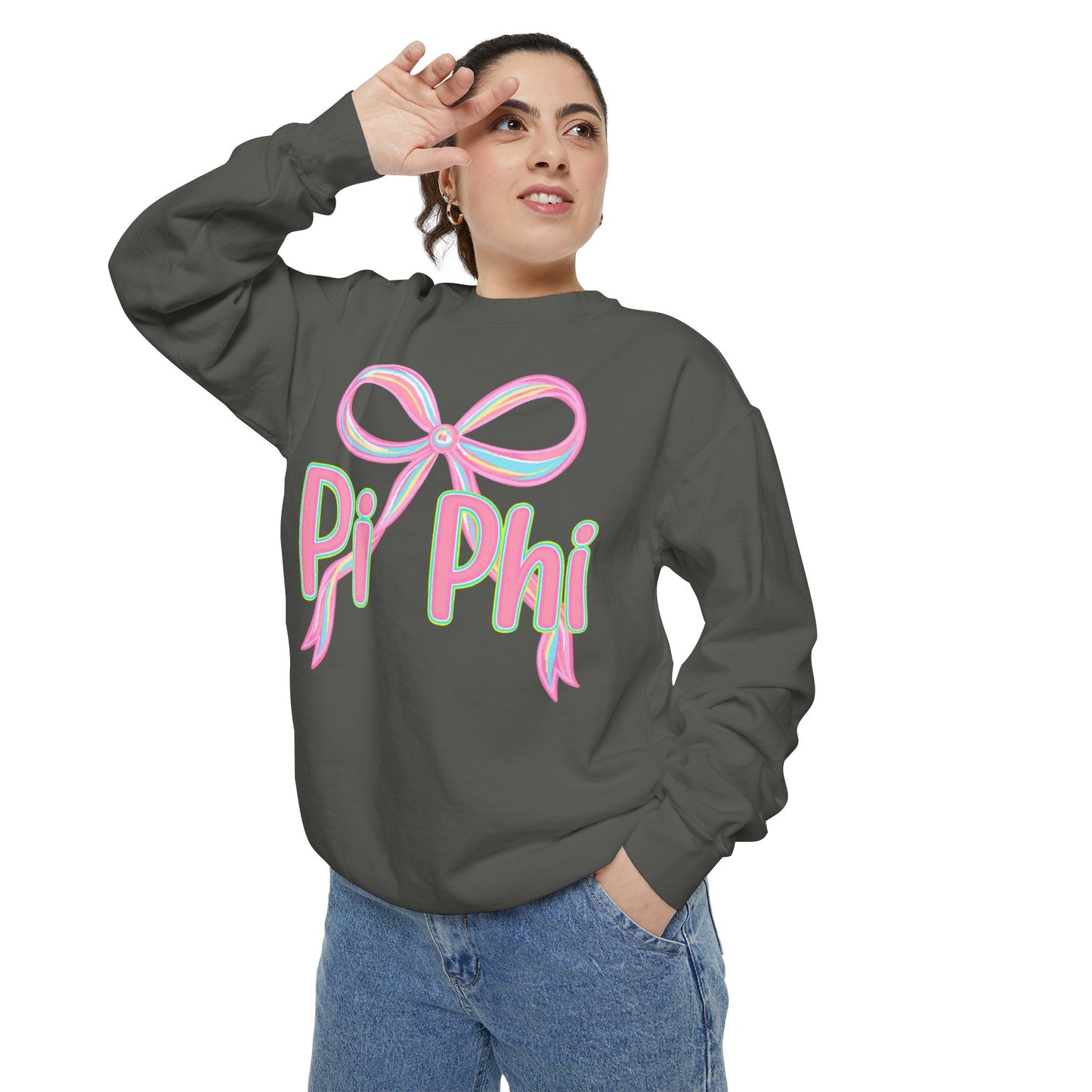 PiPhi Bow Unisex Sweatshirt, Cute Sorority Apparel, Comfortable Sweatshirt, Gift for Sorority Sisters, Soft Fashion Essentials