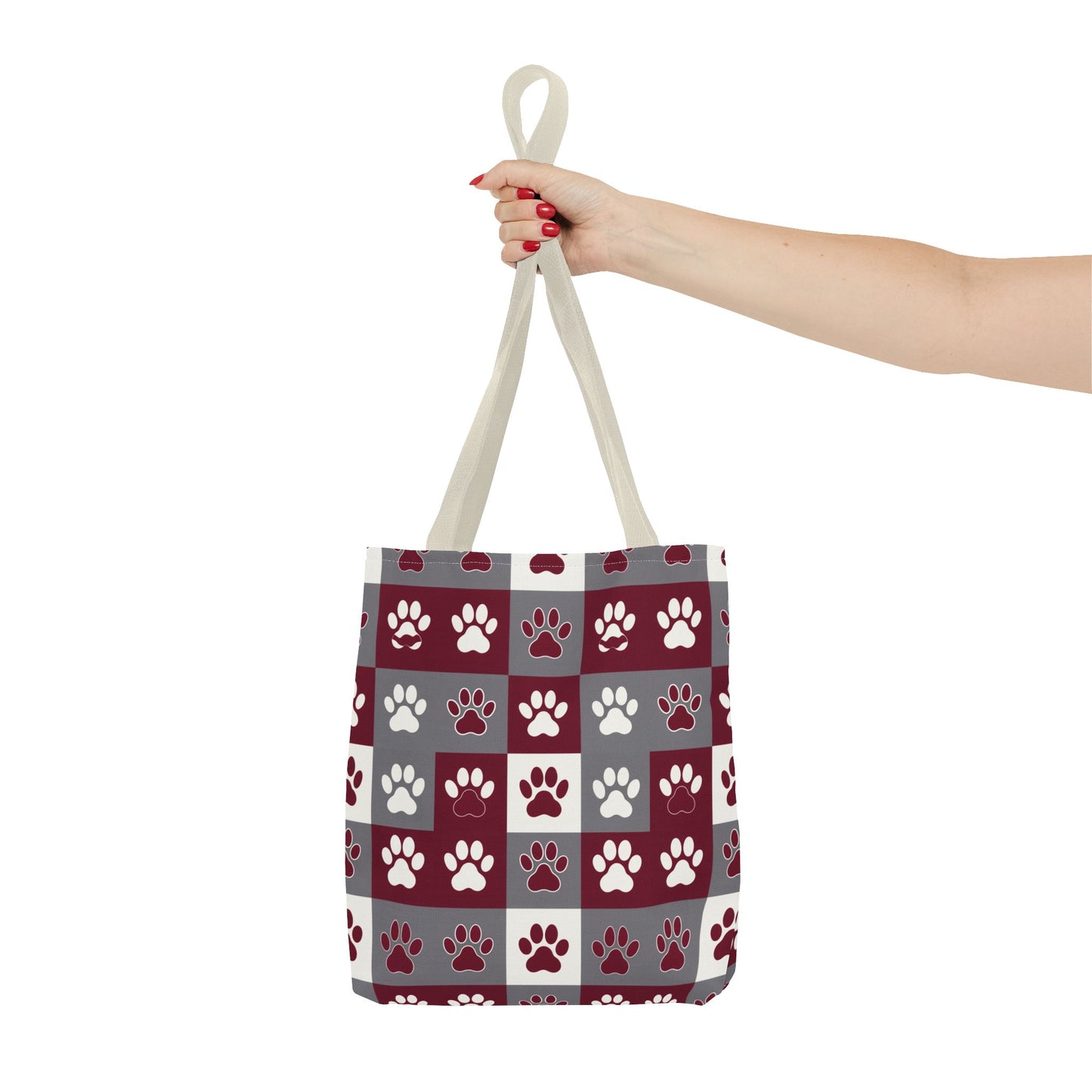 MS Bulldog Tote Bag - AOP, Paw Print Design, Reusable Shopping Bag, Mississippi Bulldog Fan, Animal Lover Accessory