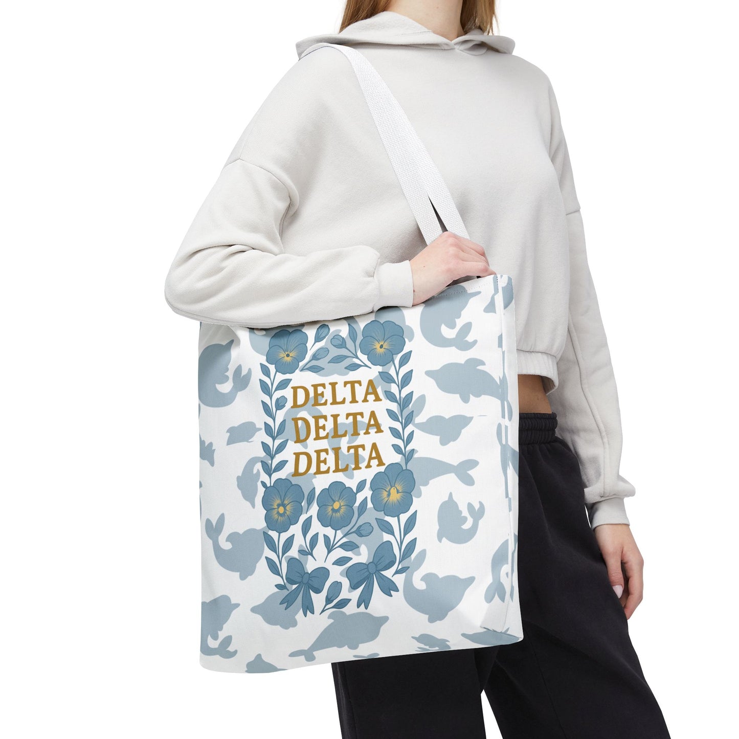 Delta Delta Delta Floral Tote Bag | Sorority Gift | Reusable Shopping Bag | Summer Accessory | Eco-Friendly Bag | Stylish Storage