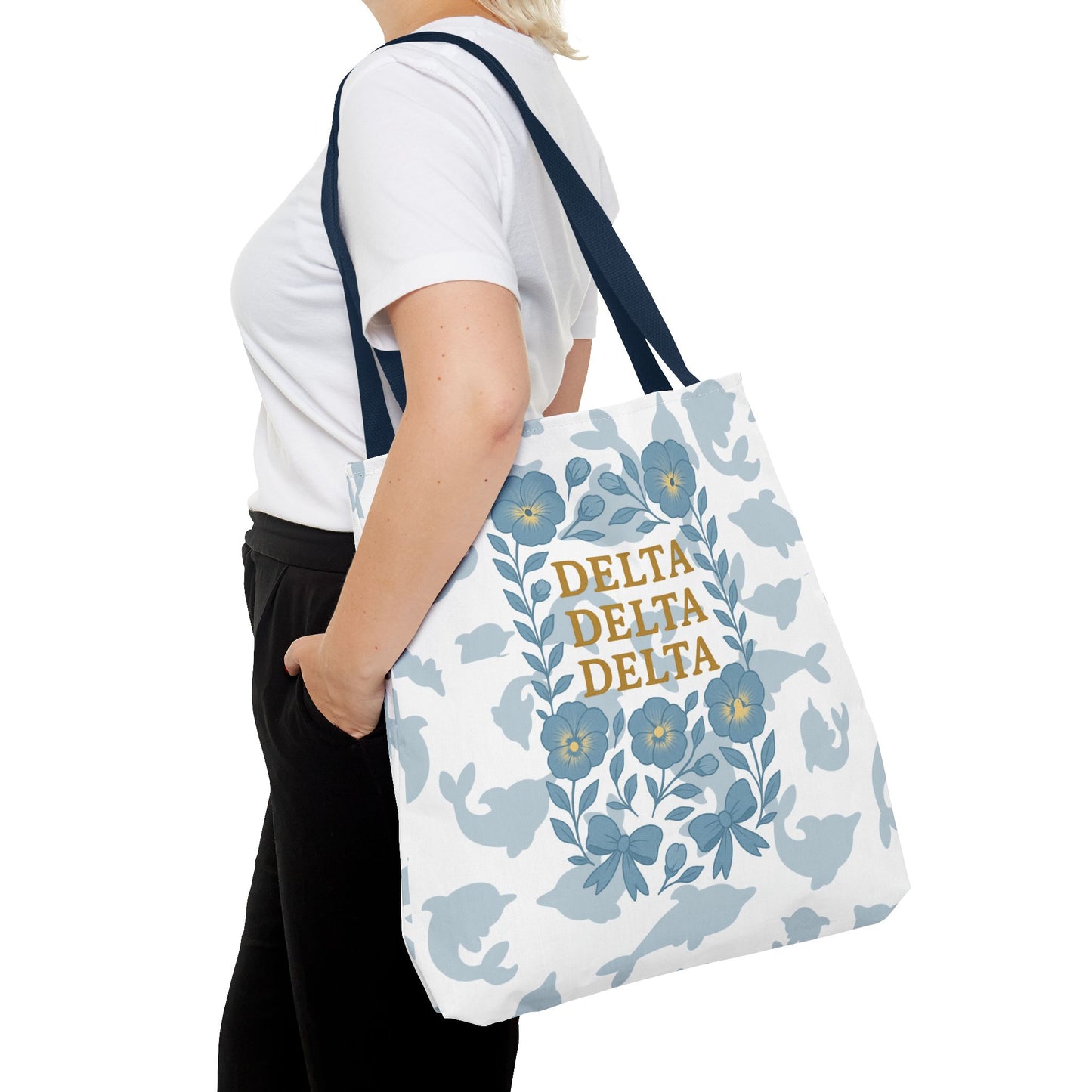 Delta Delta Delta Floral Tote Bag | Sorority Gift | Reusable Shopping Bag | Summer Accessory | Eco-Friendly Bag | Stylish Storage