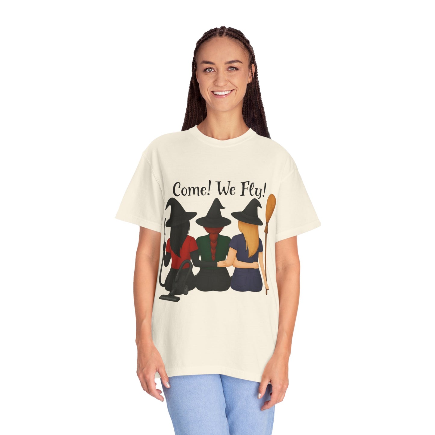 Witchy Halloween T-shirt - Come We Fly Unisex Garment-Dyed Tee