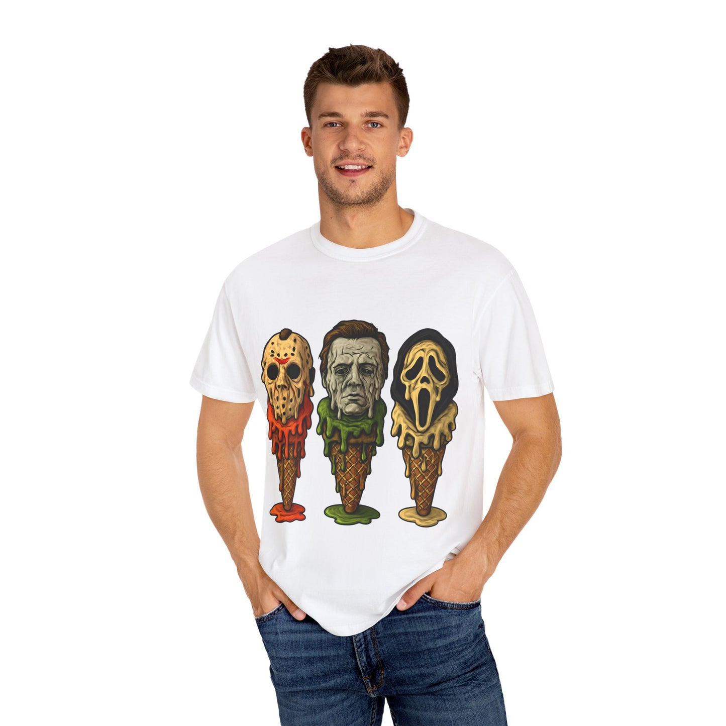 Halloween Horror Movie T-Shirt with Iconic Characters, Unisex Casual Tee for Gifting, Summer Fun, Halloween Costume, Movie Lovers