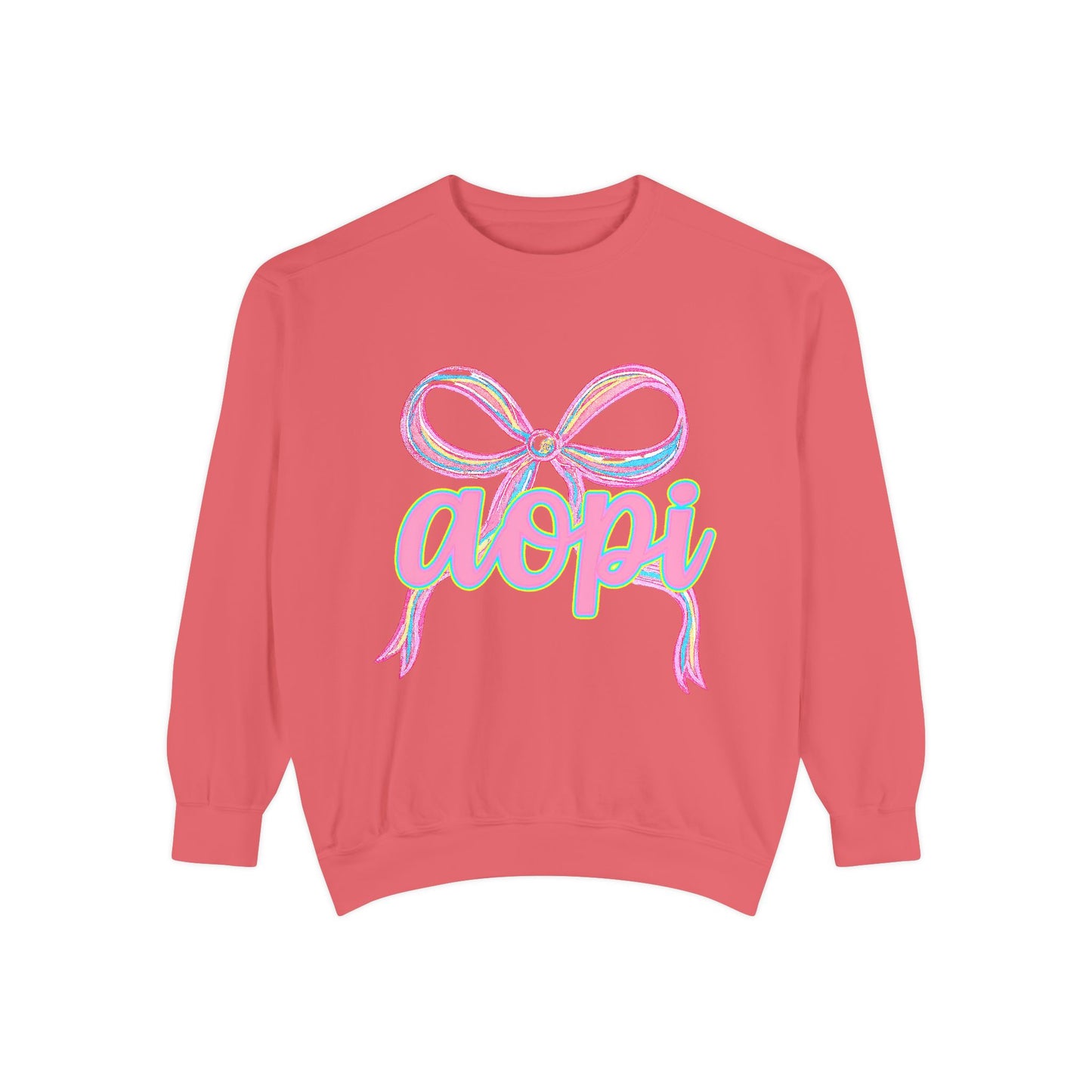 Pastel Bow Sweatshirt with aopi Design, Cozy Unisex Sweatshirt, Gift for Sorority Sisters, Casual Chic Apparel, Best Friend Outfit