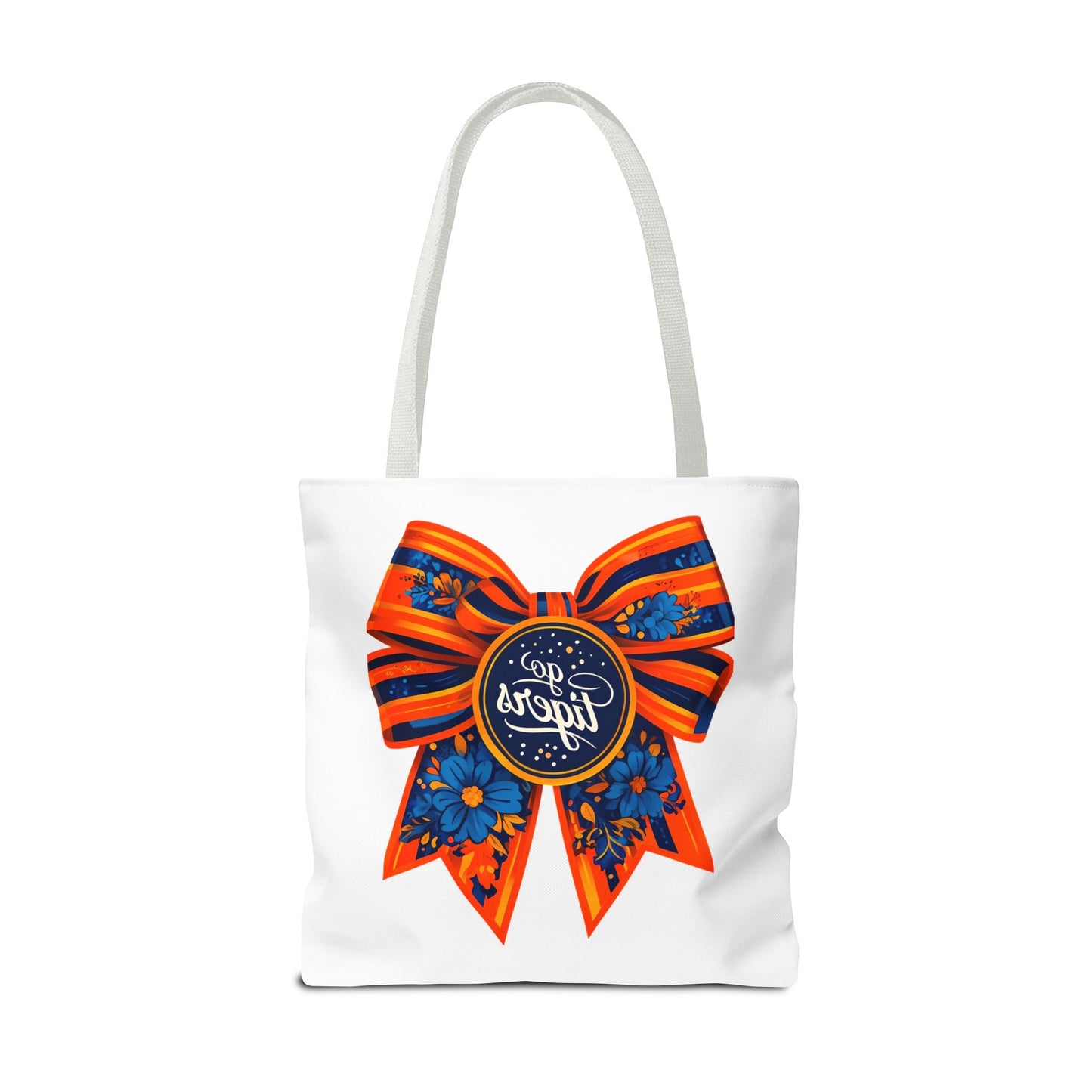 Cheerful Floral Tote Bag - Go Tigers, Sports Fan Gift, Custom Tote, Floral Design, Game Day Bag, Personalized Shopping Bag
