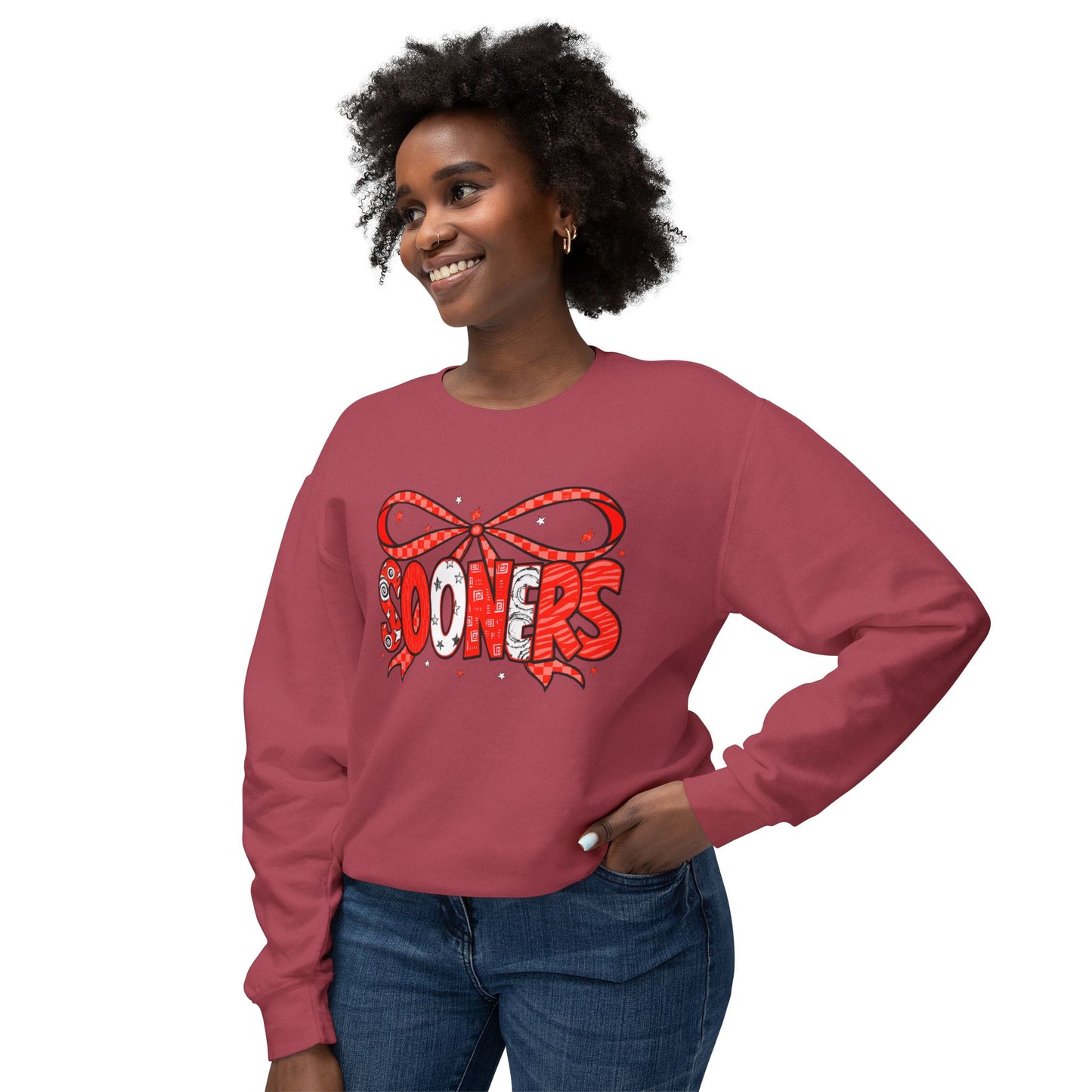Festive Crewneck Sweatshirt with Cheerful Bow Design