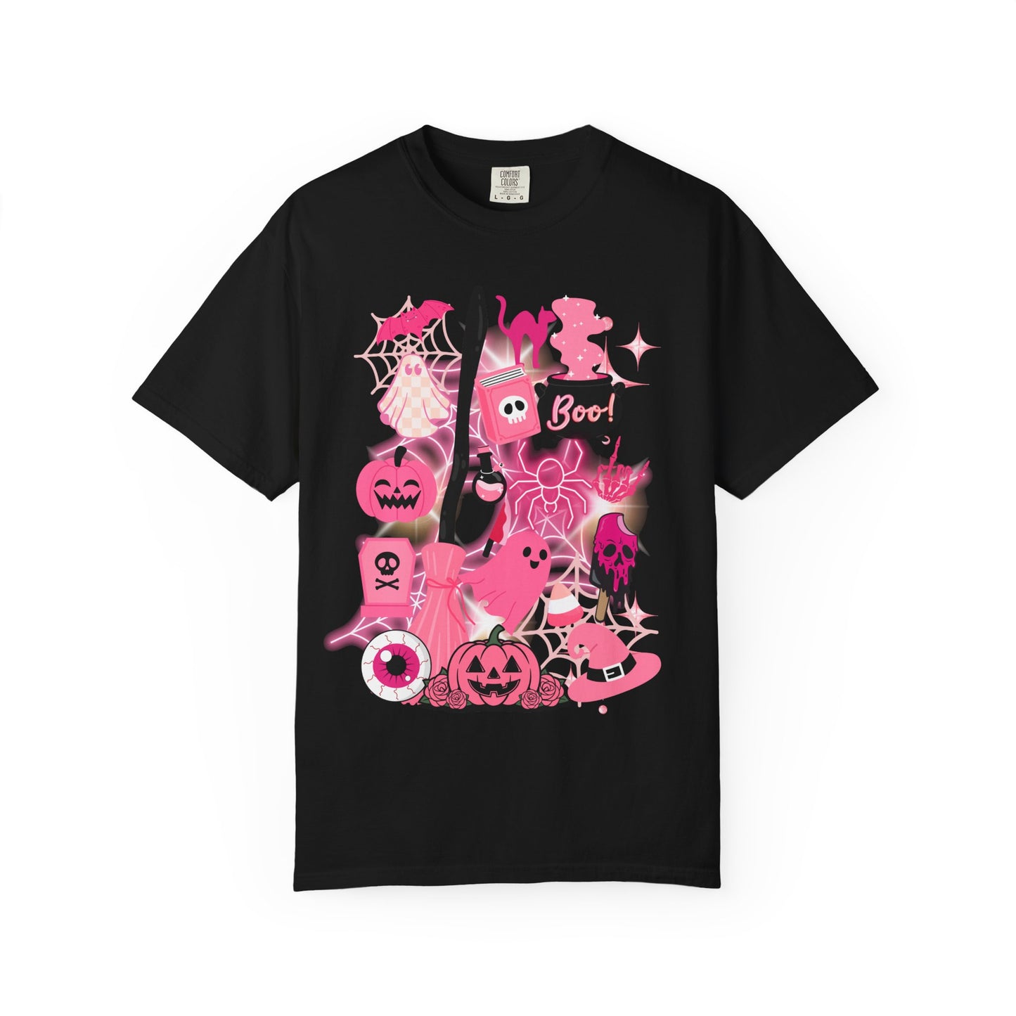 Pink Halloween-Themed Unisex T-shirt, Spooky Shirt, Ghostly Apparel, Boo T-shirt, Fall Fashion, Halloween Costume Top
