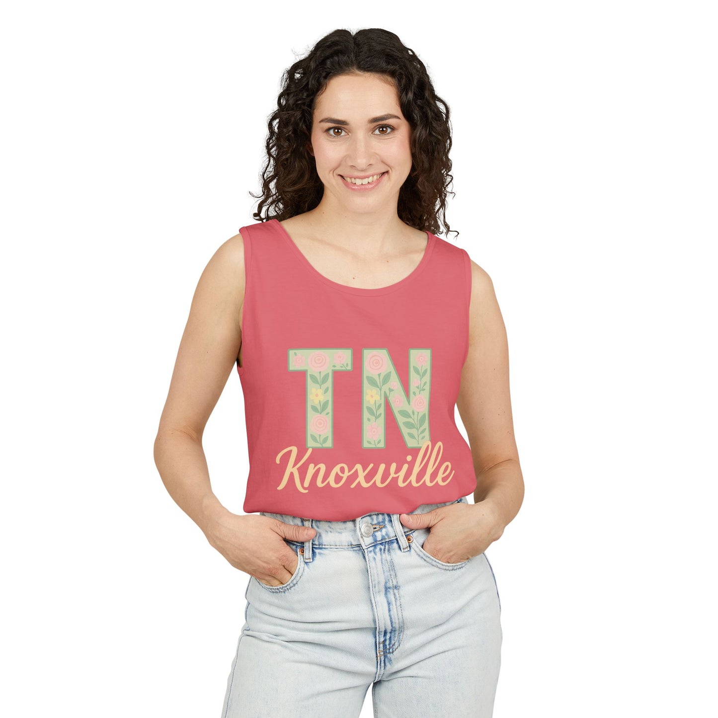 Tennessee Floral Tank Top, Unisex Sleeveless Shirt, Summer Tee, Casual Wear, Gift for Her, Comfort Colors, Graduation Gift, Rocky Top