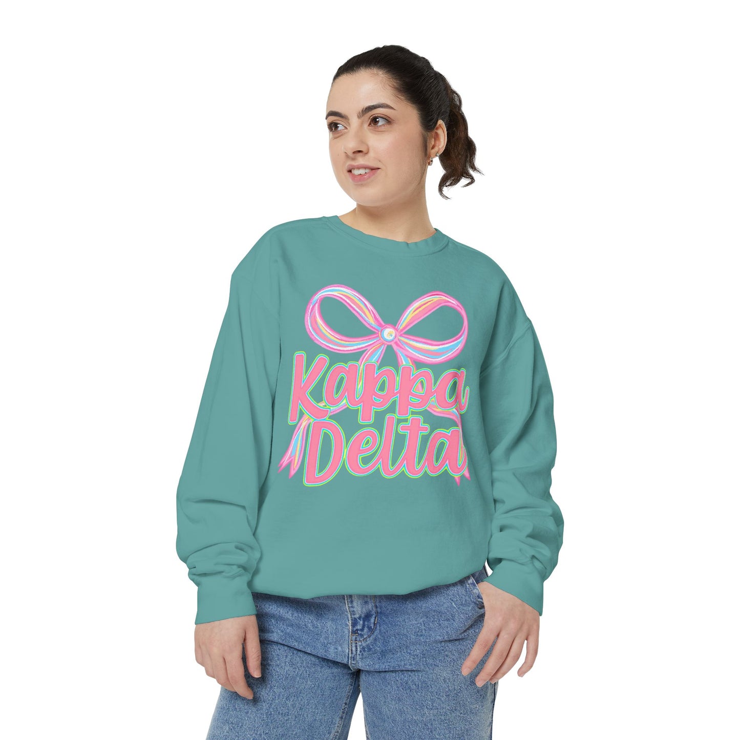 KD Comfort Colors Garment-Dyed Sweatshirt, Sorority Apparel, Cozy Gift, College Sweatshirt, Valentine's Day Gift, Customizable Sweater