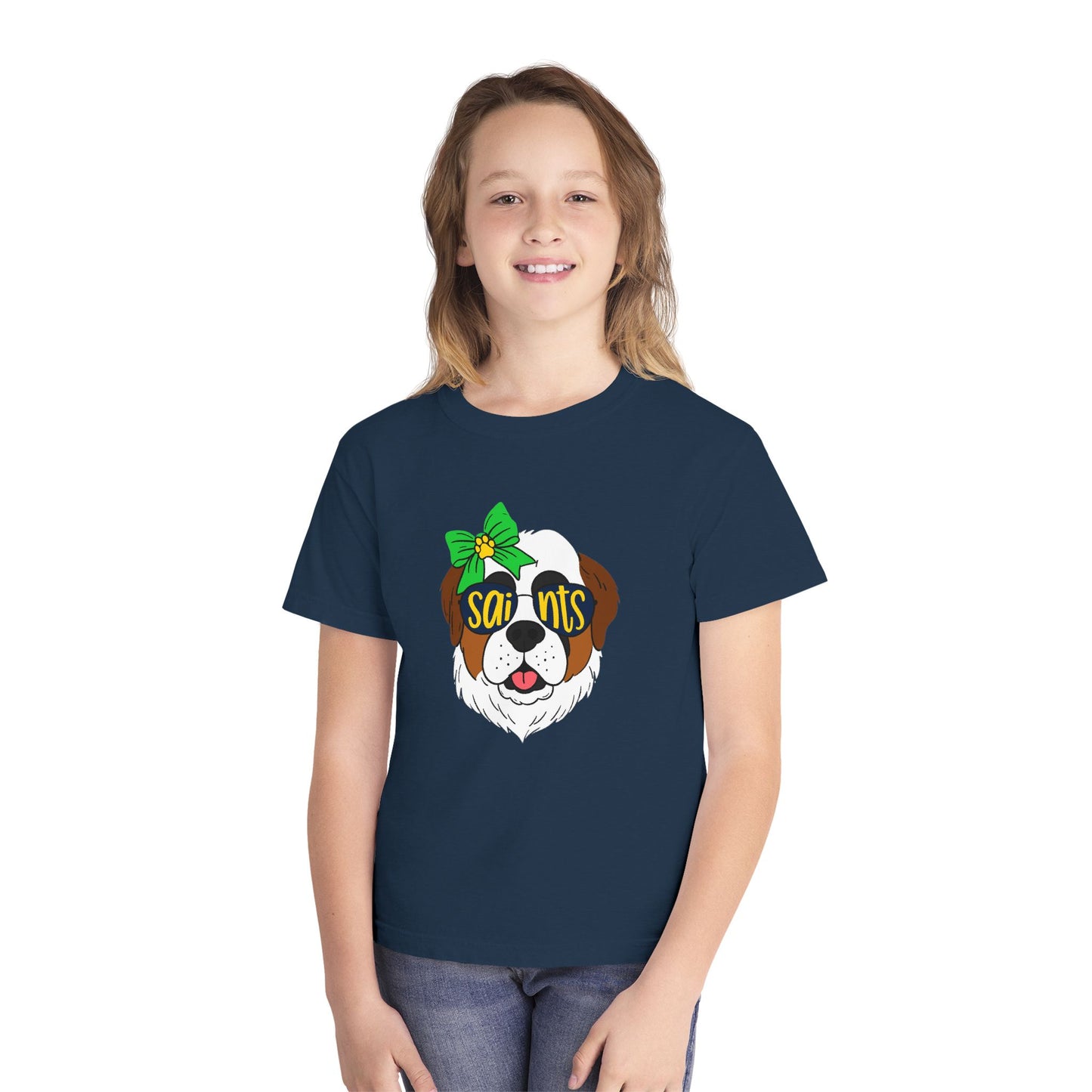 Saints Dog Youth Tee, Cute Puppy T-Shirt, Pet Lover Gift, Casual Wear, Birthday, Family Reunion, Dog Show