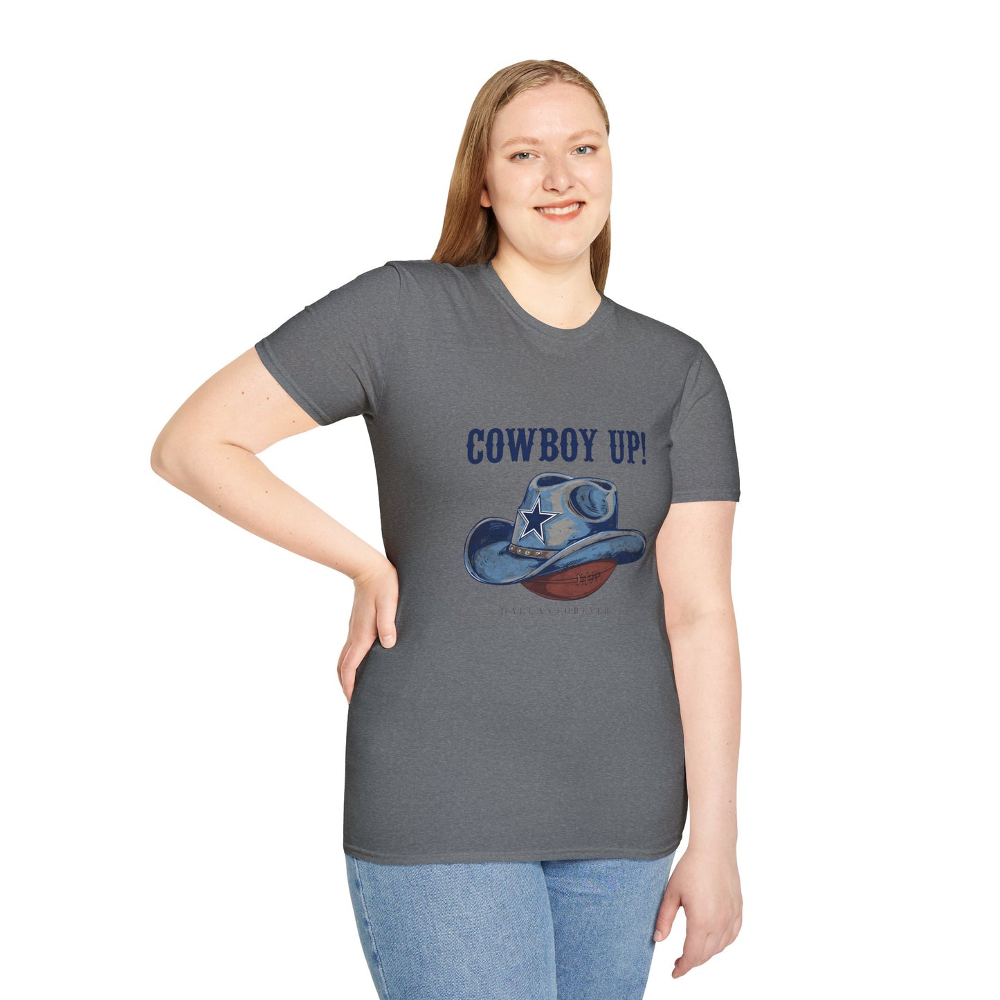 Cowboy Up! Unisex Softstyle T-Shirt - Casual Western Tee for Rodeos, Country Events, Fun Graphic Shirt, Everyday Wear
