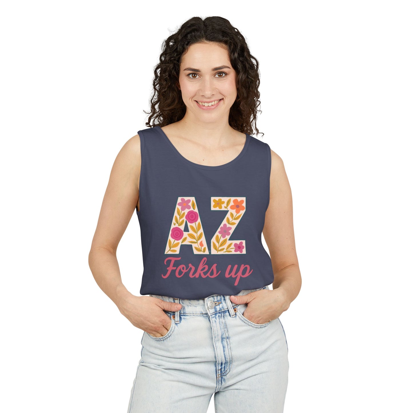 AZ Tank Top - AZ Forks Up Apparel, Summer Wear, Vacation Top, Travel Essentials, Gifts for Arizonans, Sun devils, comfort colors, graduation gift
