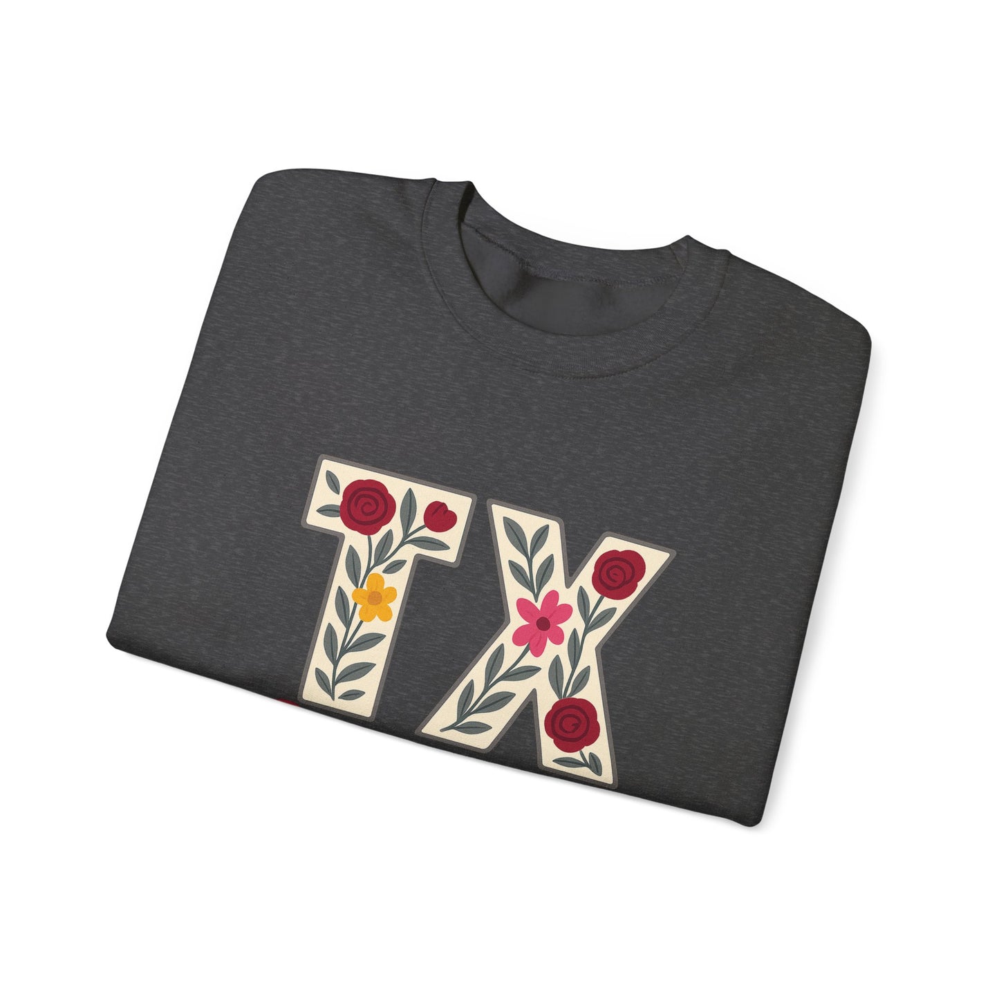 Texas Floral Crewneck Sweatshirt, Cozy Texas Sweatshirt, TX Gig'em Gift, Unisex Sweatshirt for Gamers, Floral Crew Neck for Casual Wear