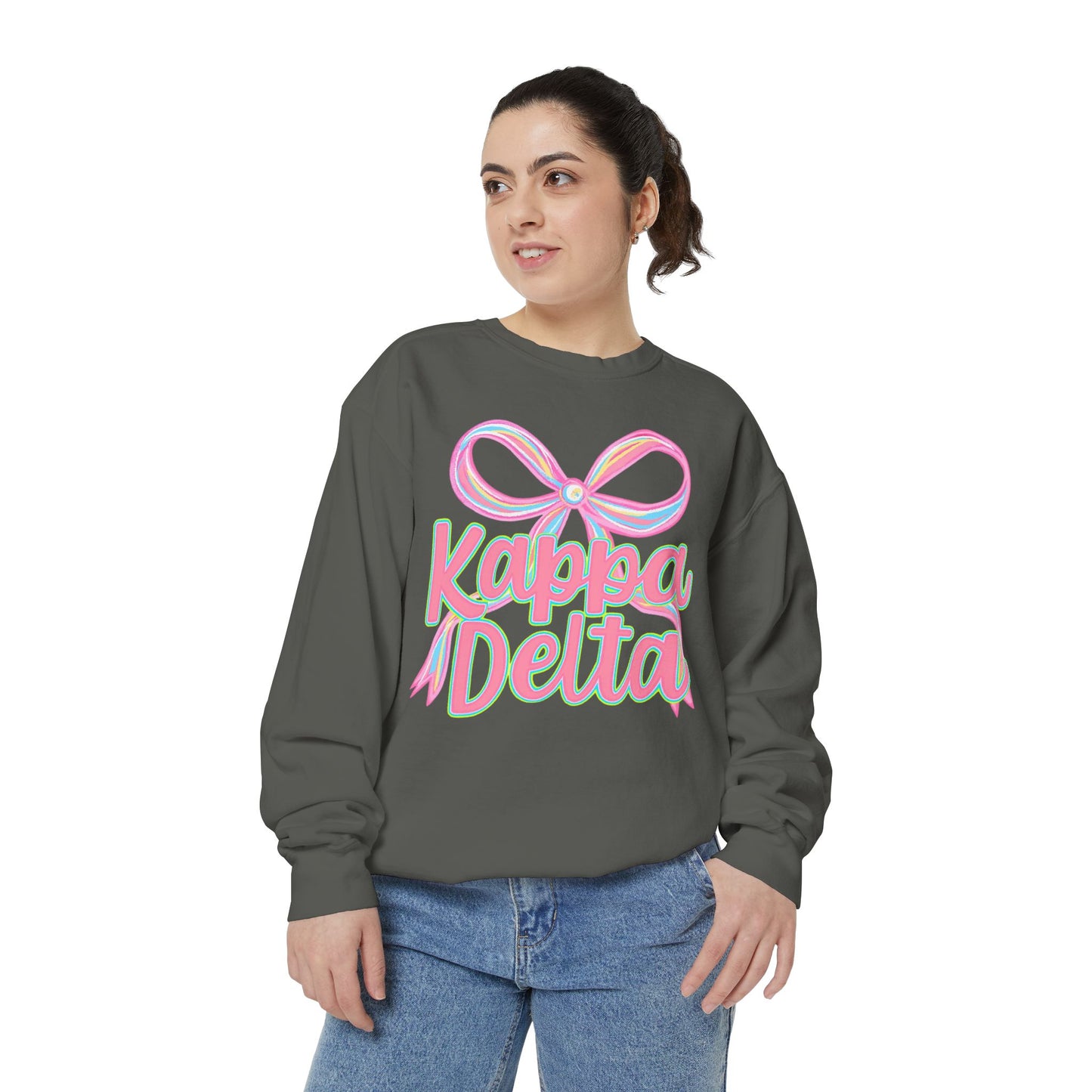 KD Comfort Colors Garment-Dyed Sweatshirt, Sorority Apparel, Cozy Gift, College Sweatshirt, Valentine's Day Gift, Customizable Sweater