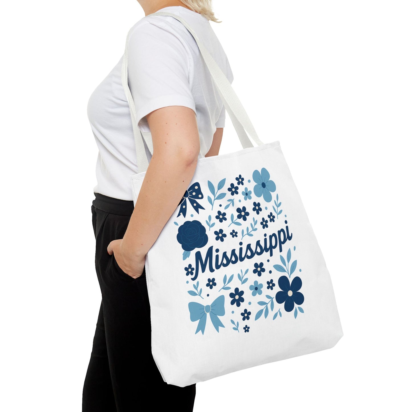 Floral Mississippi Tote Bag | Eco-Friendly Shopping Bag, Beach Tote, Gift for Her, Travel Companion, Custom Flower Design