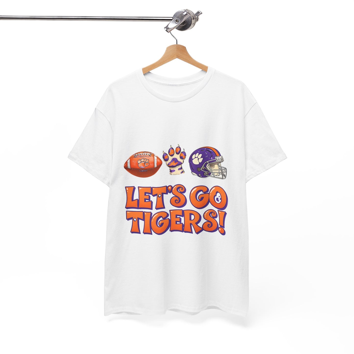 Unisex Heavy Cotton Tee - Let's Go Tigers! Sports Fan Tee, Game Day Shirt, Tailgate Apparel, Team Pride Top, College Football Gear