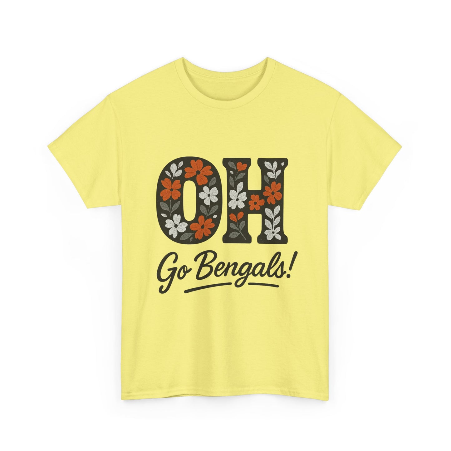 Bengals Floral Tee - Unisex Heavy Cotton