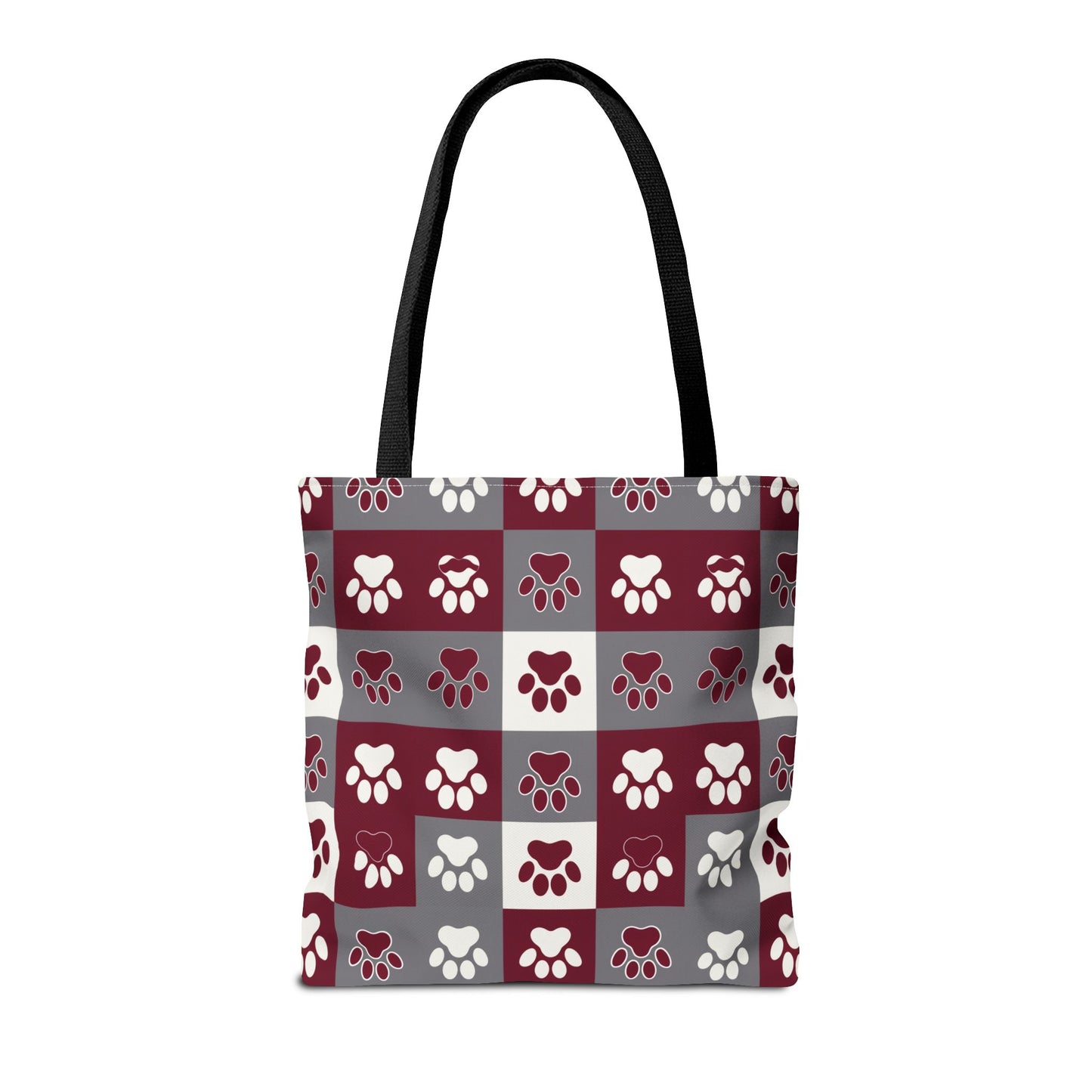 MS Bulldog Tote Bag - AOP, Paw Print Design, Reusable Shopping Bag, Mississippi Bulldog Fan, Animal Lover Accessory