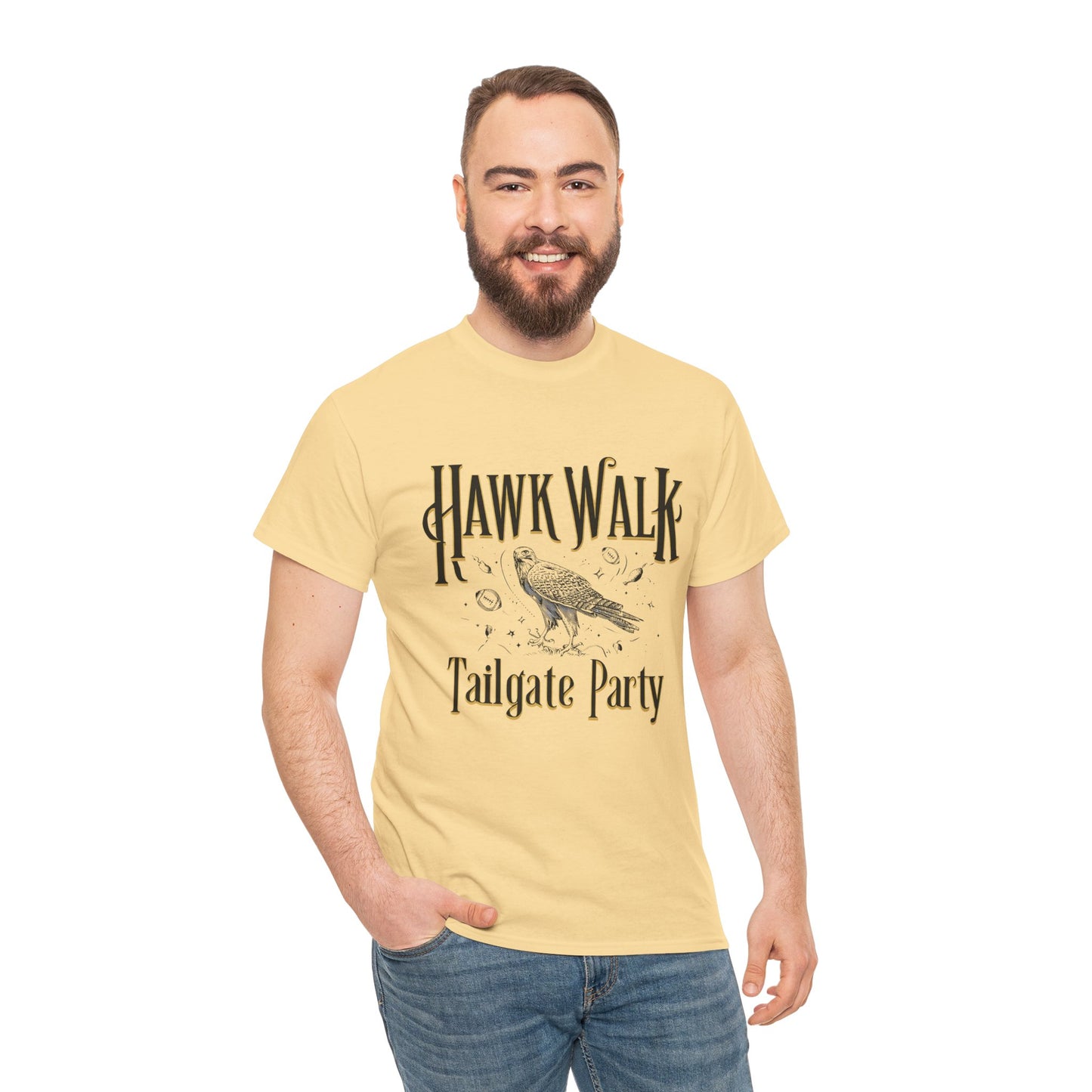 Hawk Walk Tailgate Tee, Unisex Cotton Shirt, Outdoor Event T-Shirt, Festival Wear, Bird Lover Gift, Sports Gathering Apparel