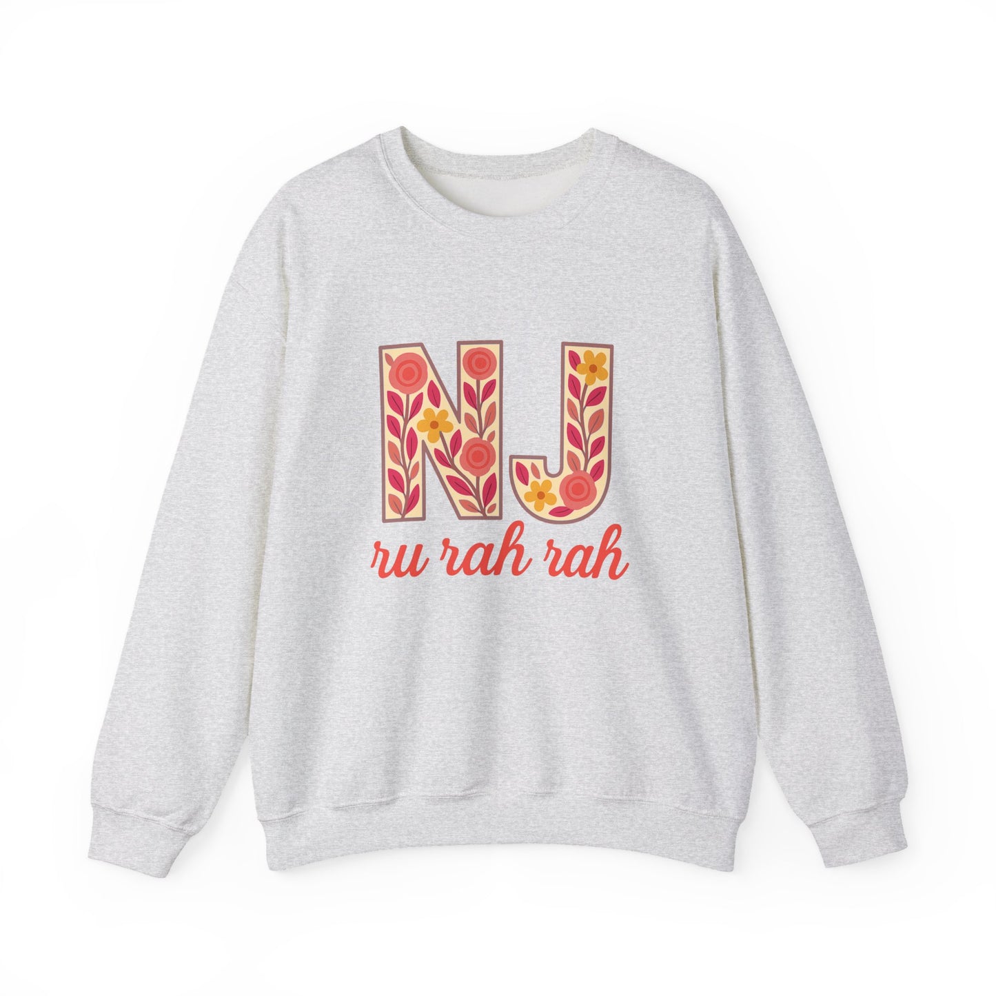 NJ Floral Pattern Crewneck Sweatshirt, Cozy Jersey, Casual Layer, Unique Gift, Fall Fashion, Unisex Apparel