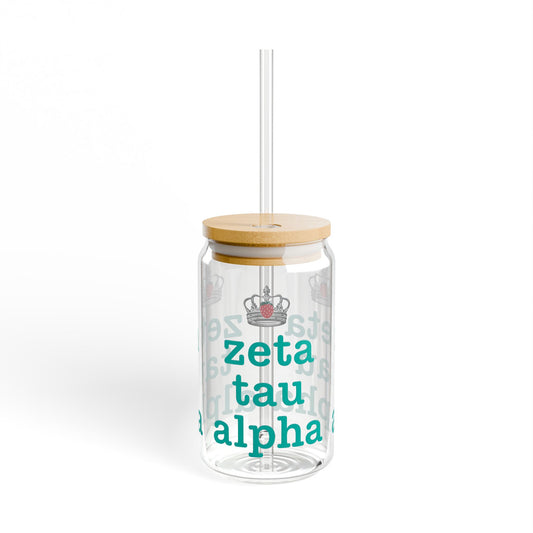 Zeta Tau Alpha Sipper Glass, 16oz | Perfect for Sorority Events, Gifts, Home, Summer Parties, Graduation