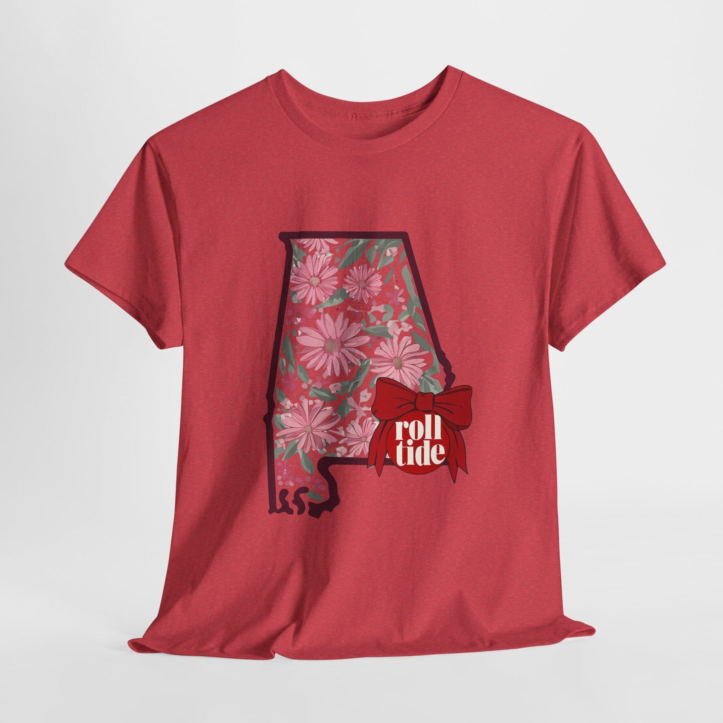 Floral Alabama Tee - Roll Tide Unisex Heavy Cotton T-Shirt, Casual Wear, Game Day Outfit, College Apparel, Southern Pride