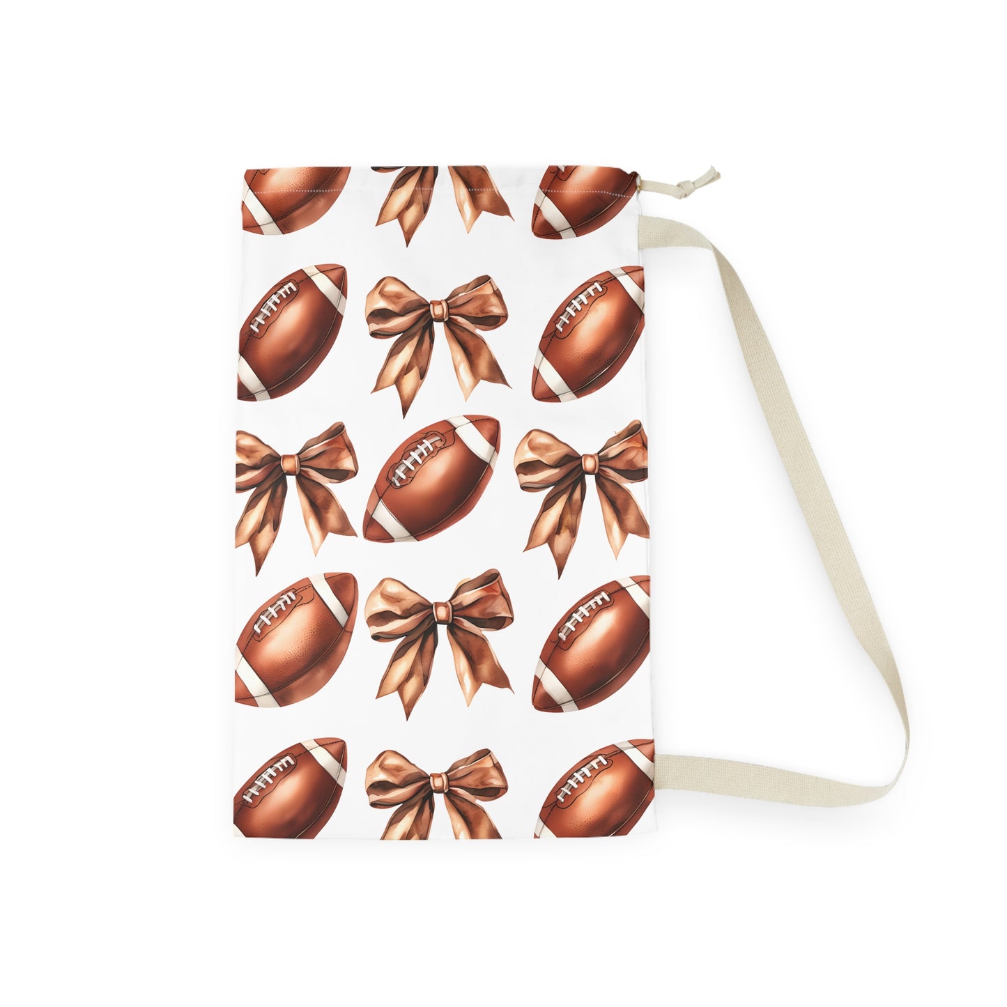Football Laundry Bag with Bow Design, Sports Gear Organizer, Team Spirit Storage, Game Day Essential, Gift for Athletes